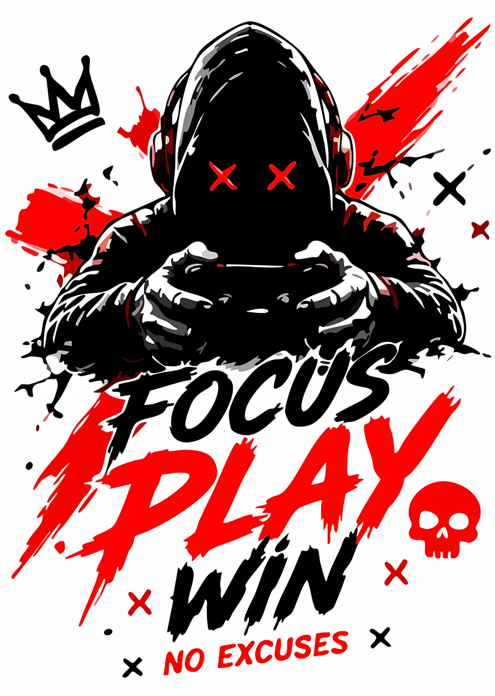 Focus Play Win: Kırmızı Sıçramada Kapüşonlu Oyuncu metal tablo