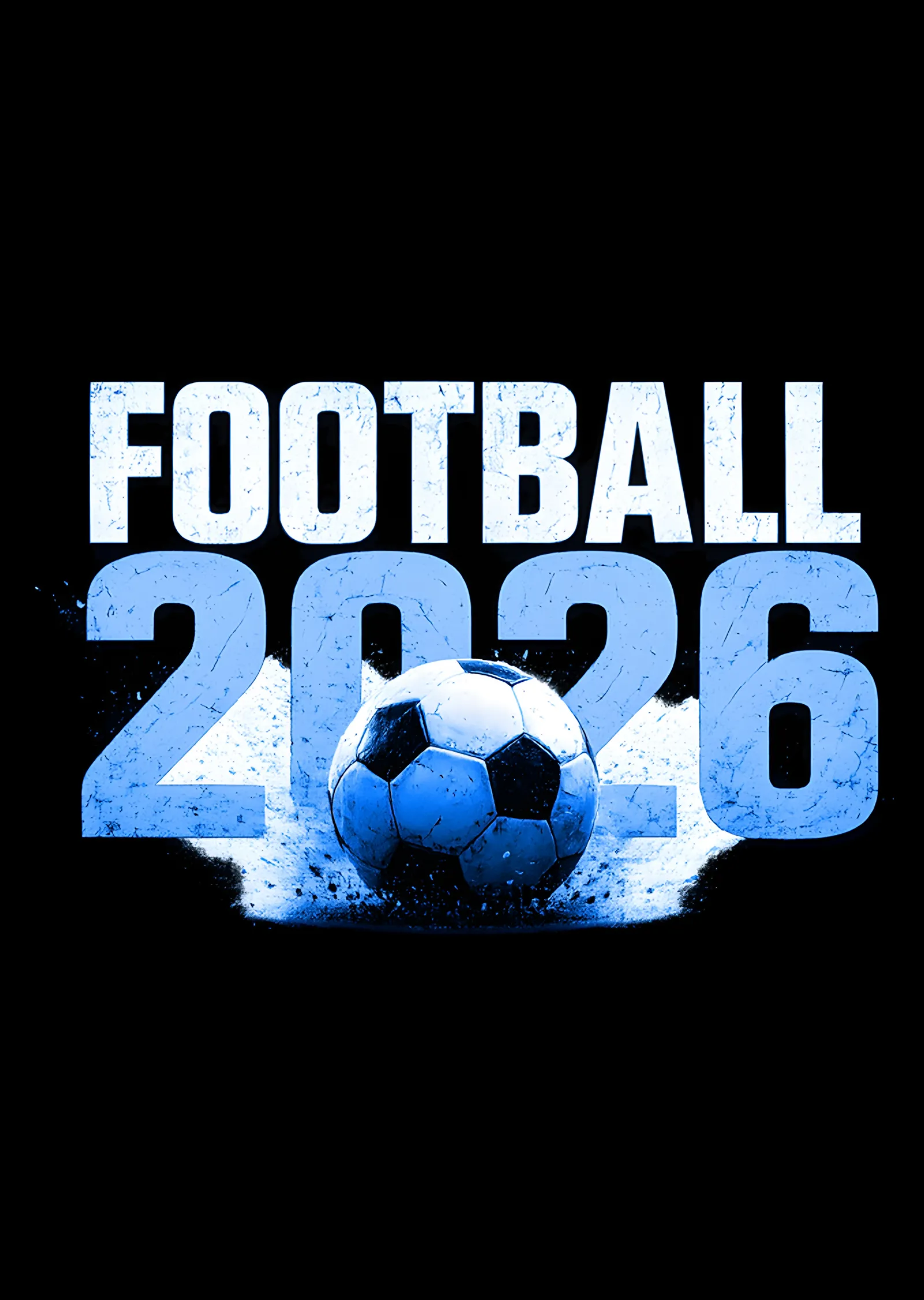 Football 2026: Mavi Topla Tipografi metal tablo