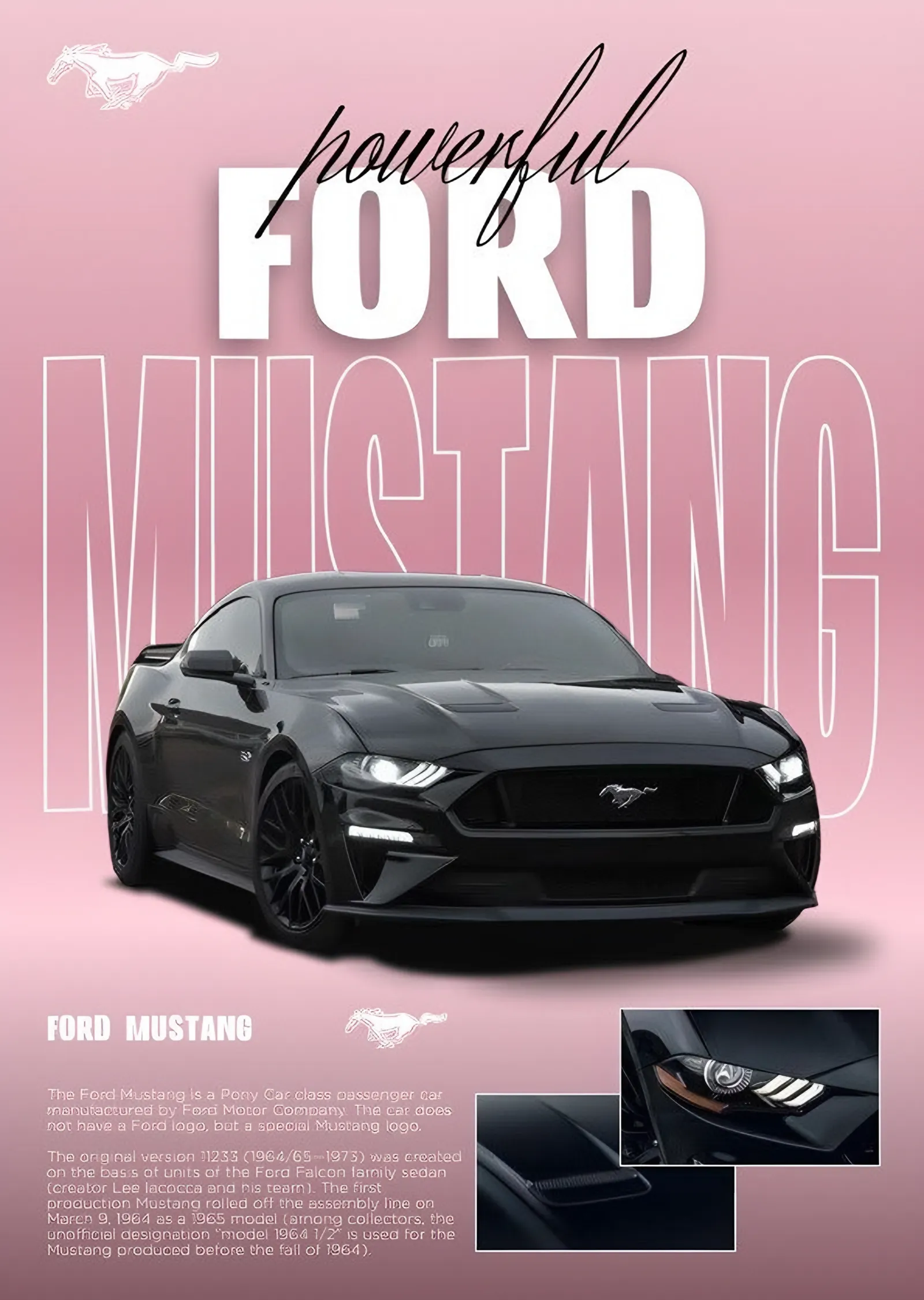 Ford Mustang Pembe Zemin metal tablo