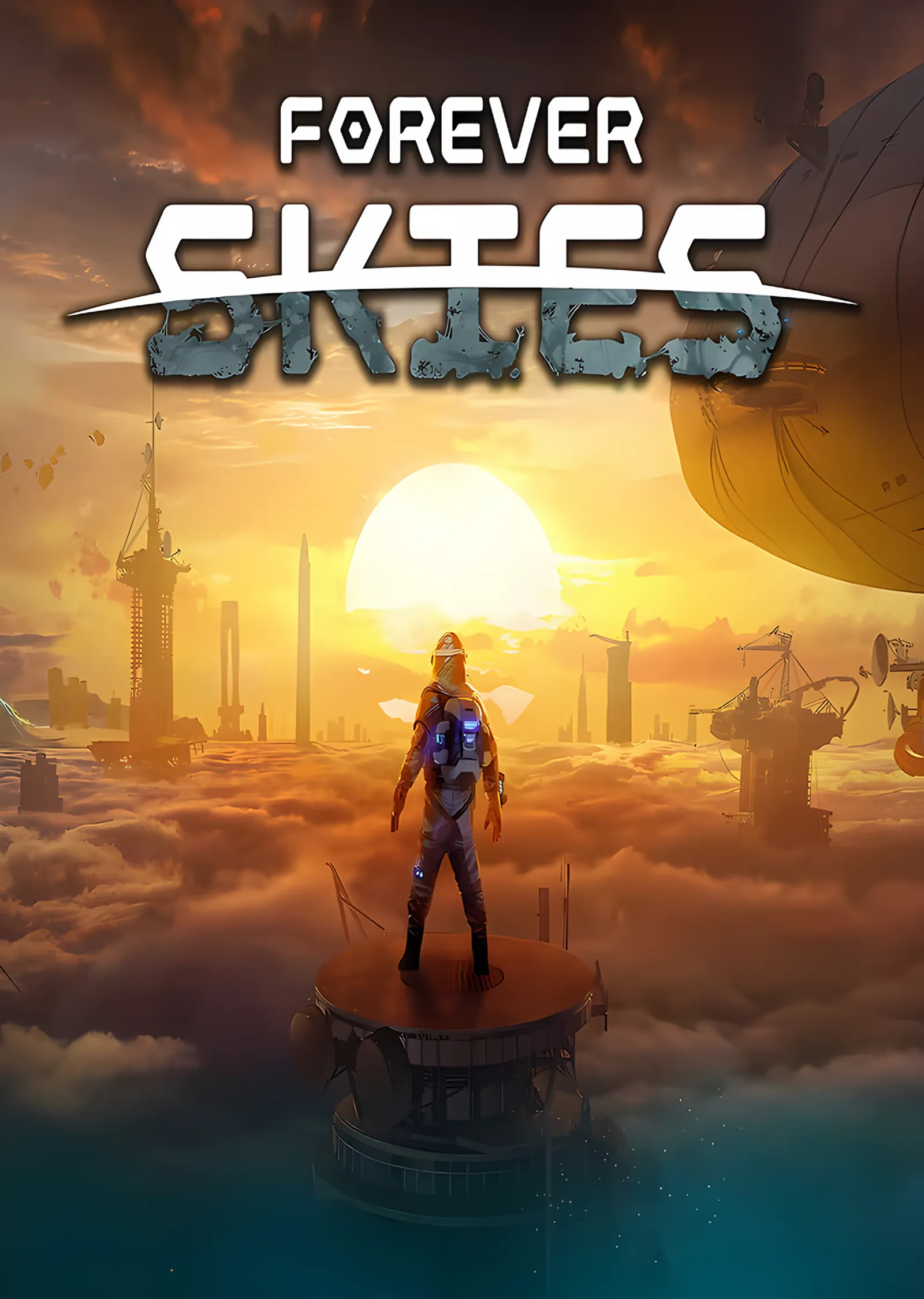 Forever Skies: Bulutların Üstünde Yalnız Figür metal tablo