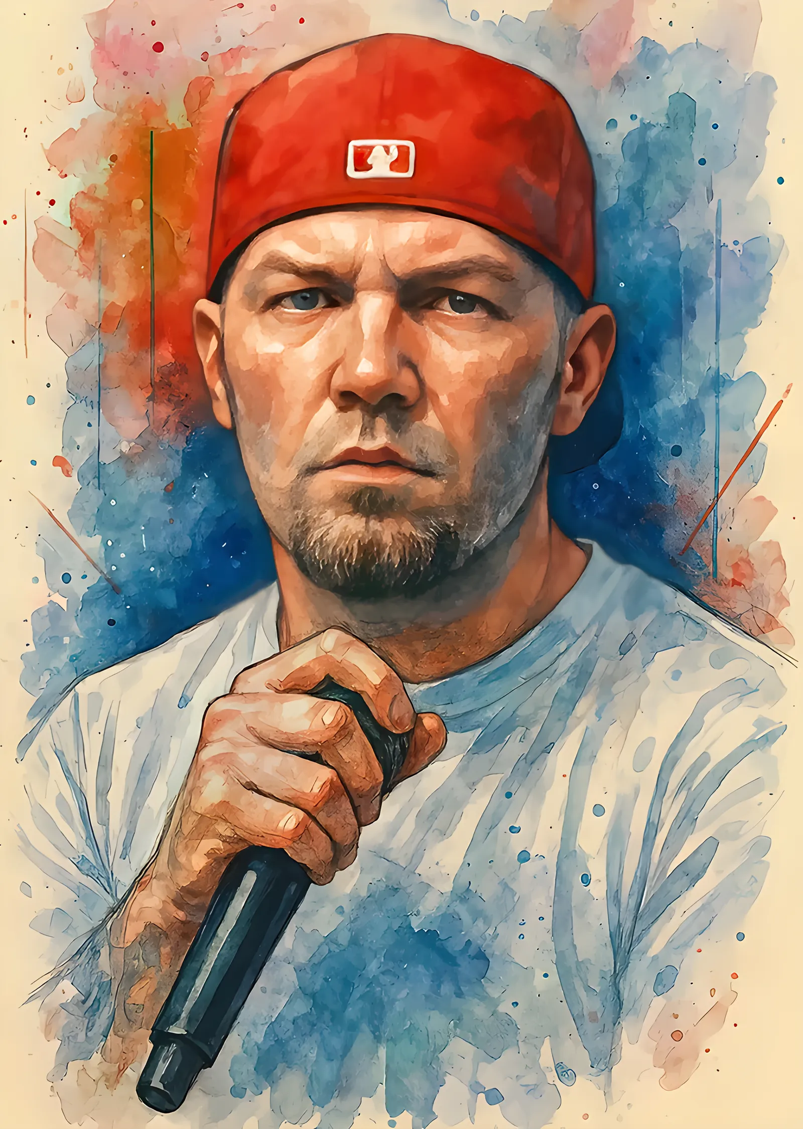 Fred Durst: Mikrofonda Suluboya Portre metal tablo