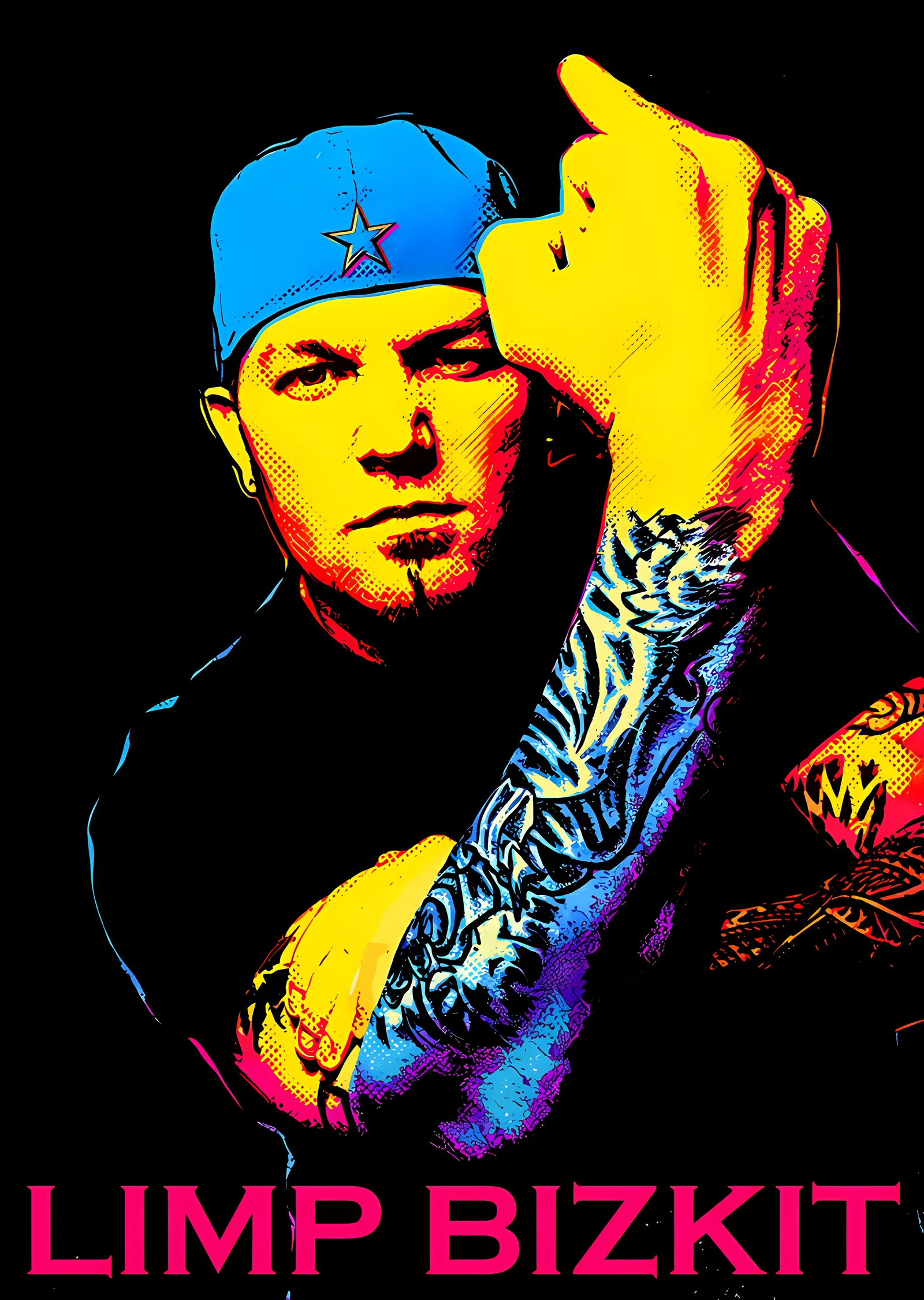 Fred Durst: Neon Pop Art İkili metal tablo