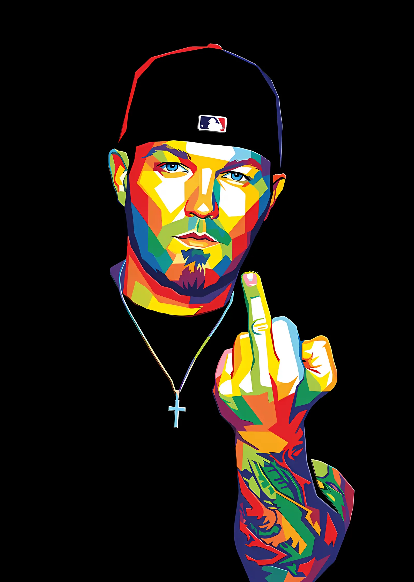 Fred Durst: Siyah Zeminde Vektör Portre metal tablo