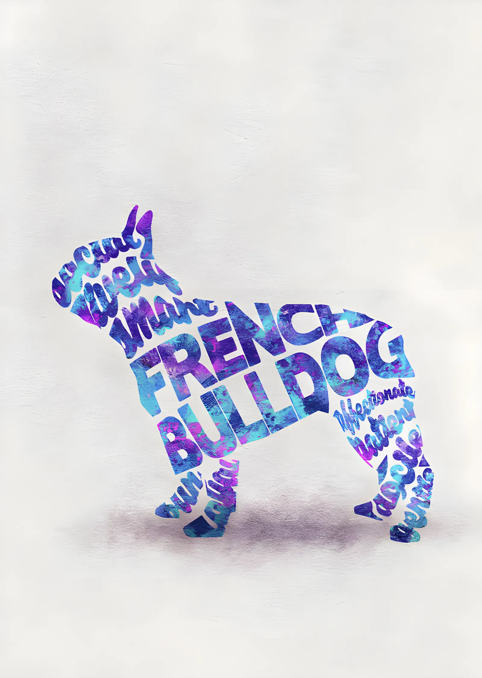 French Bulldog - Tipografi metal tablo