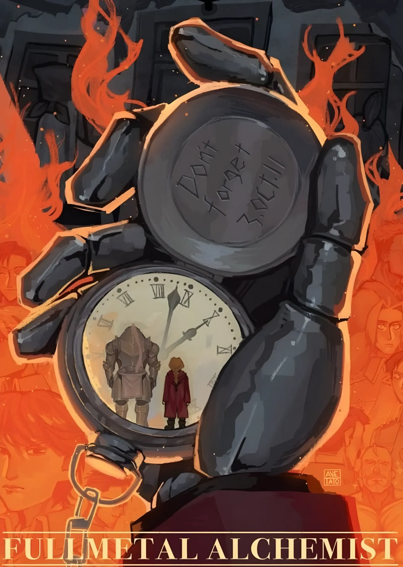 Fullmetal Alchemist: Cep Saati ve Gravür metal tablo