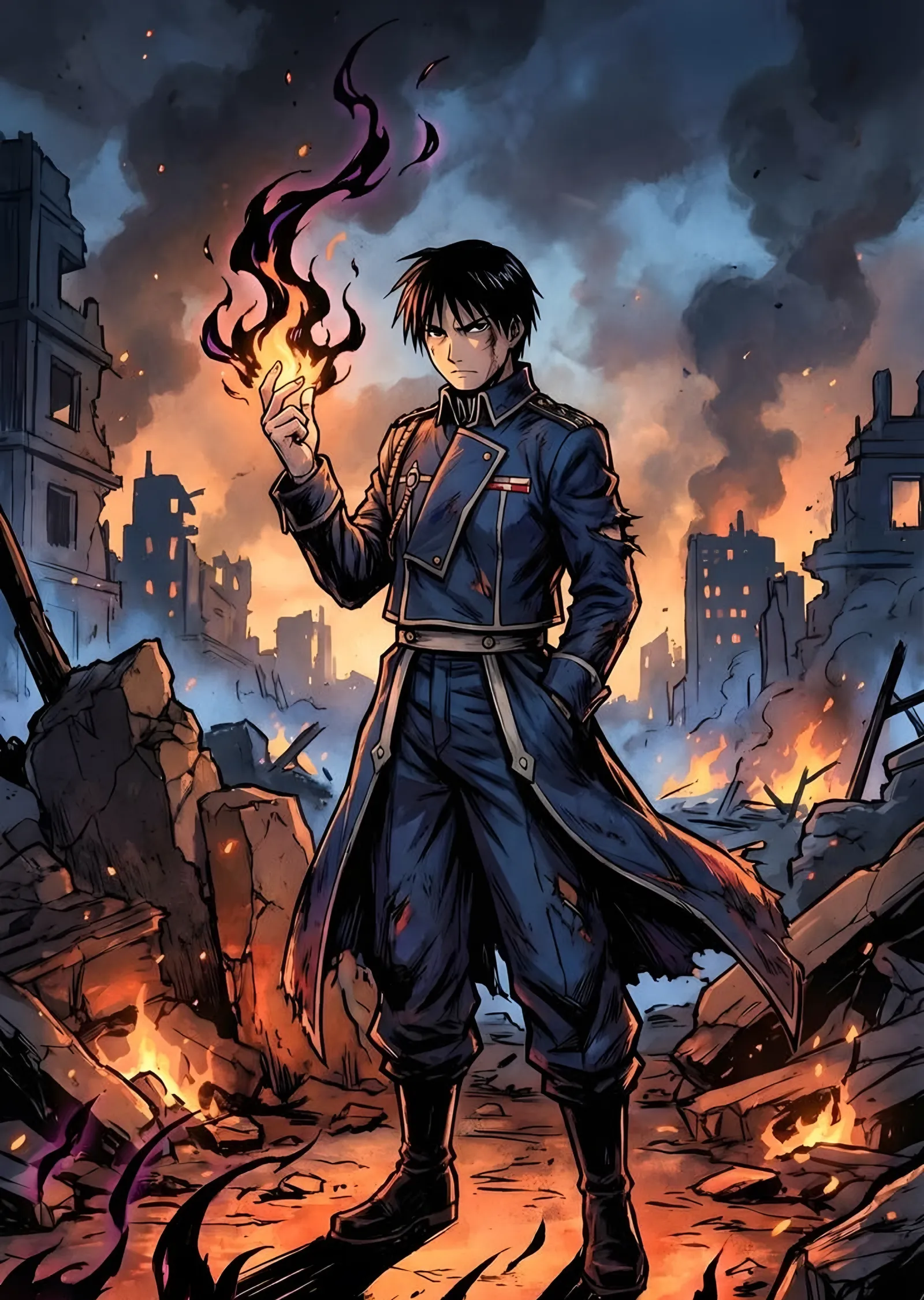 Fullmetal Alchemist: Roy Mustang'ın Alevi metal tablo