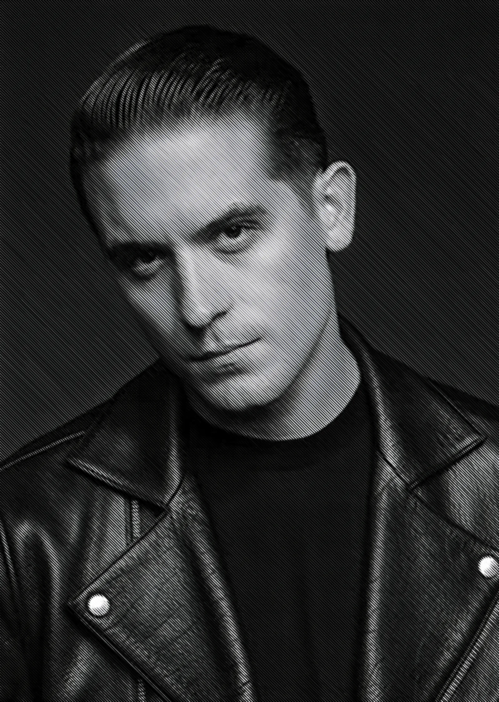 G-Eazy - Deri Ceketli Portre metal tablo