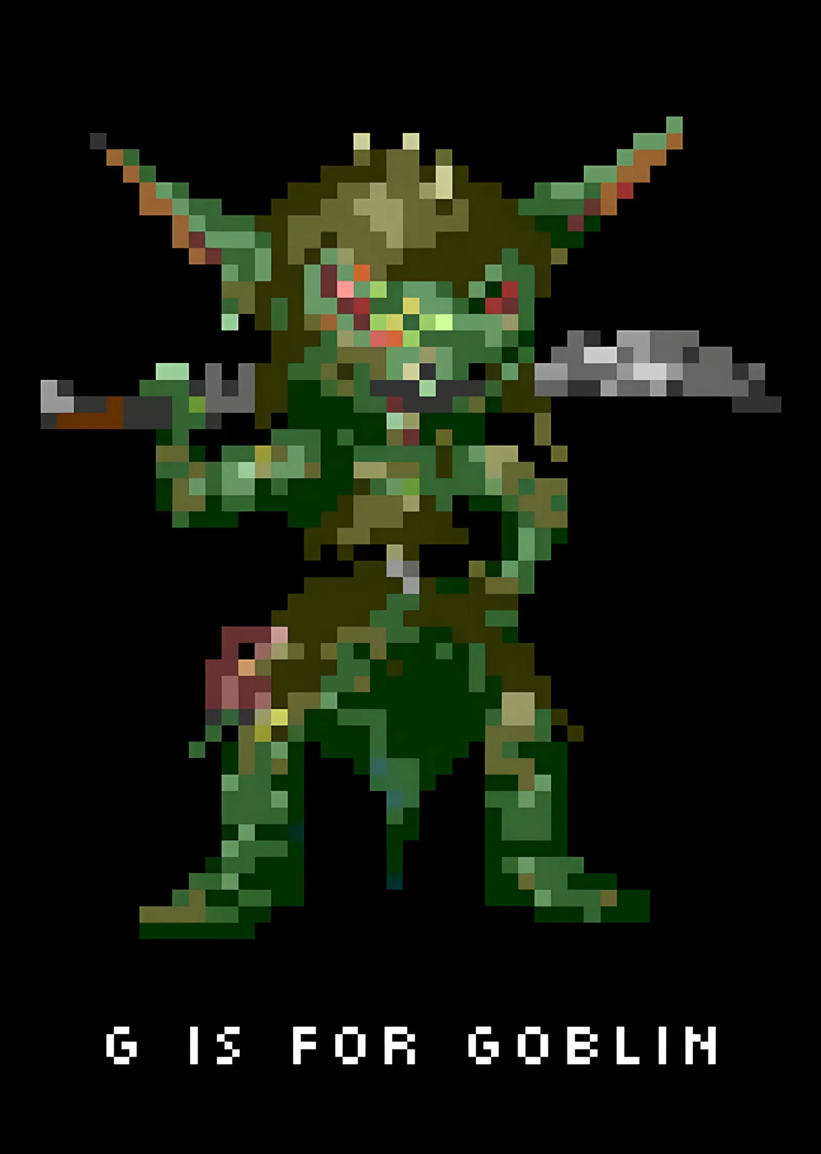 G is for Goblin - Piksel Goblin metal tablo