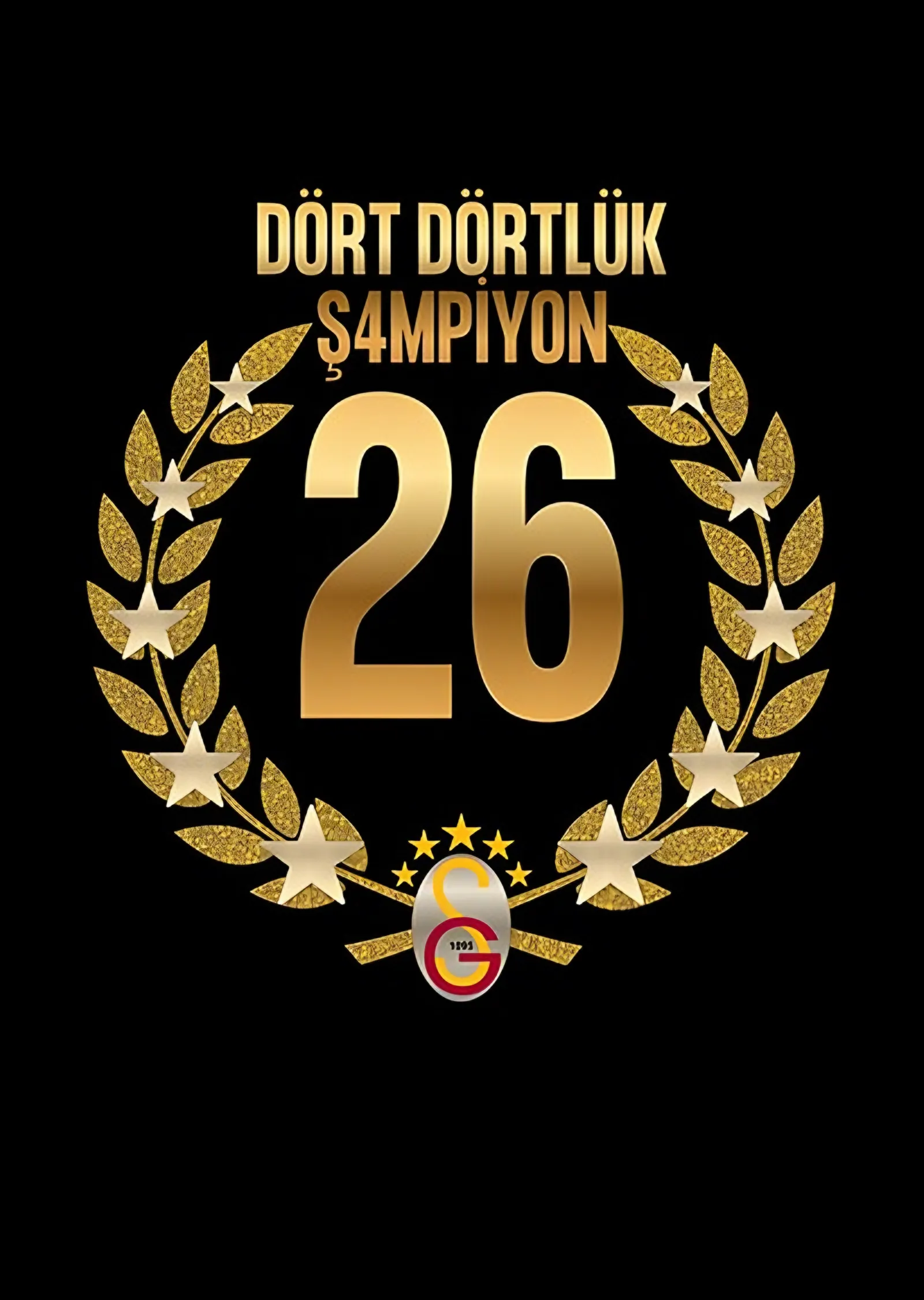 Galatasaray Dört Dörtlük Şampiyon metal tablo