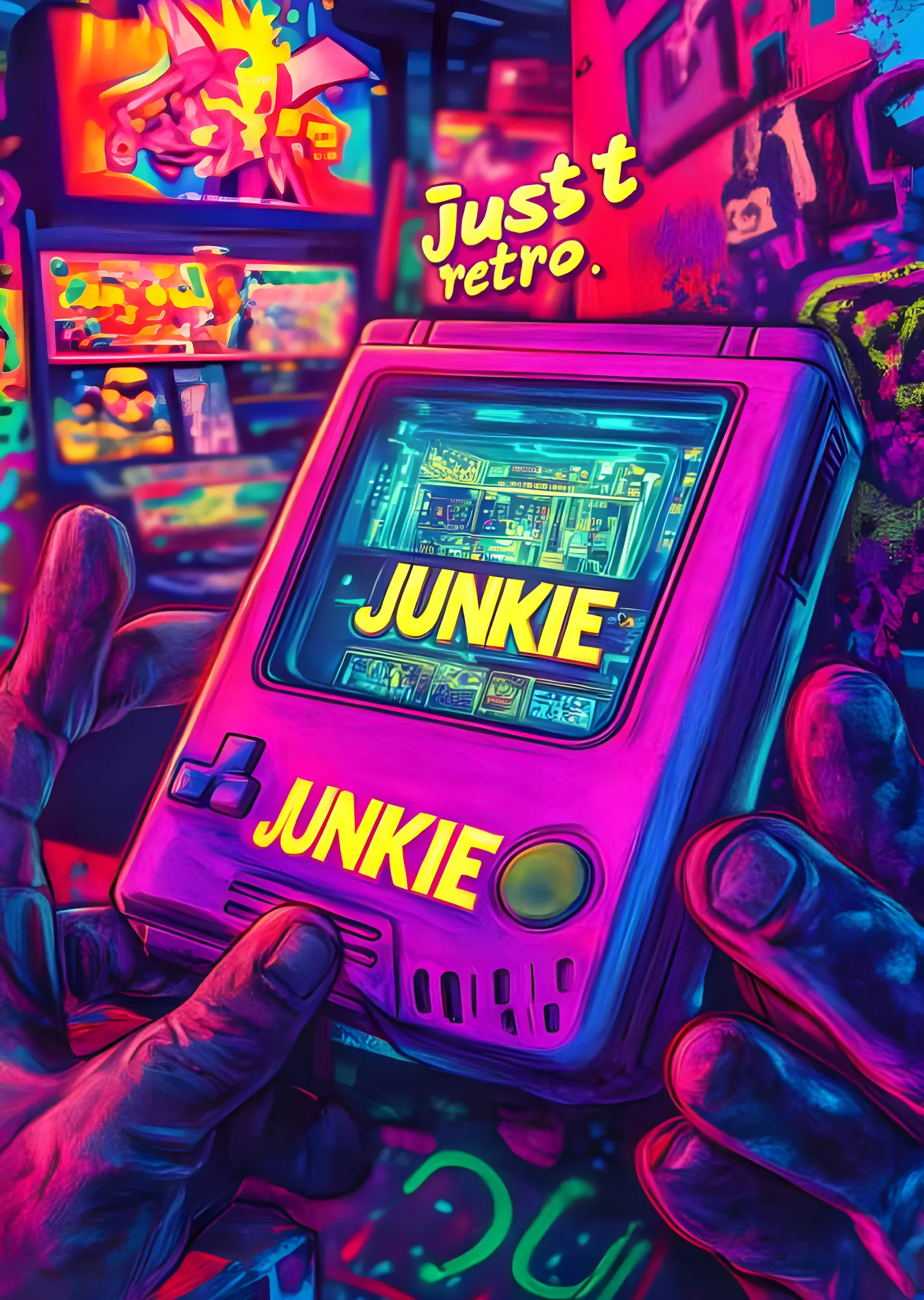 Game Boy Junkie - Neon Retro Konsol metal tablo
