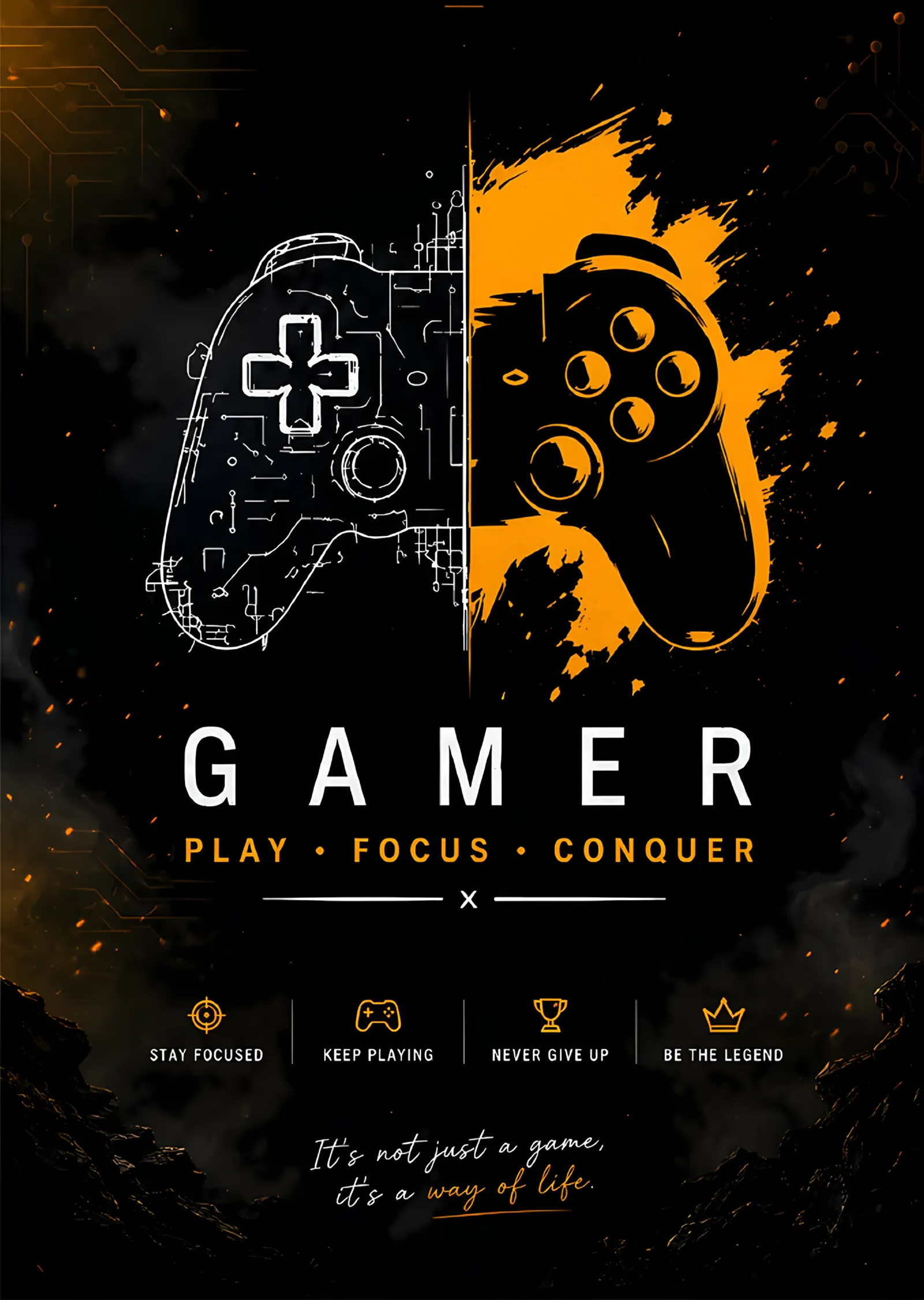 Gamer Play Focus Conquer: İkiye Bölünmüş Kumanda metal tablo