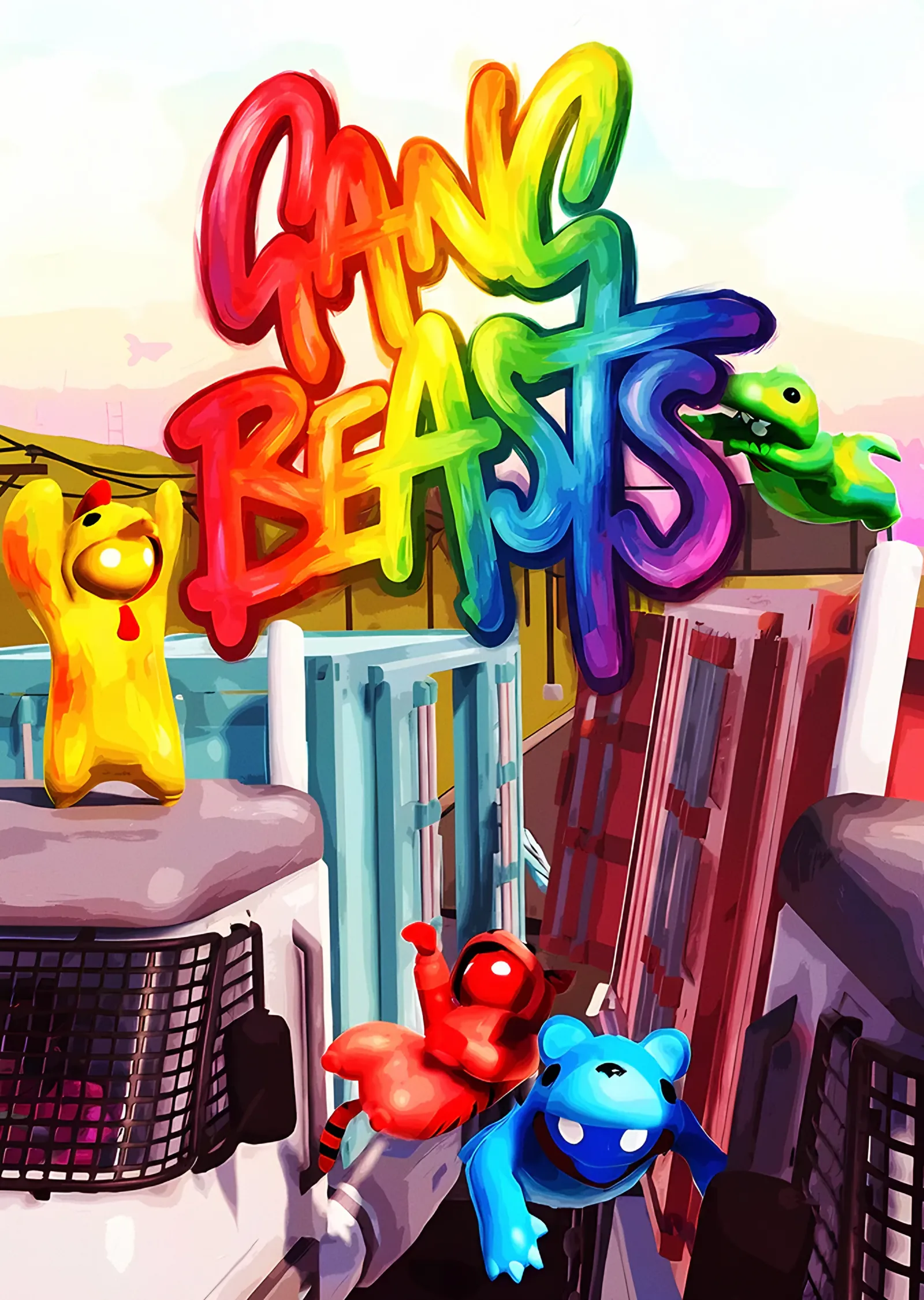 Gang Beasts: Renkli Şehirde Jelibon Dövüşçüler metal tablo