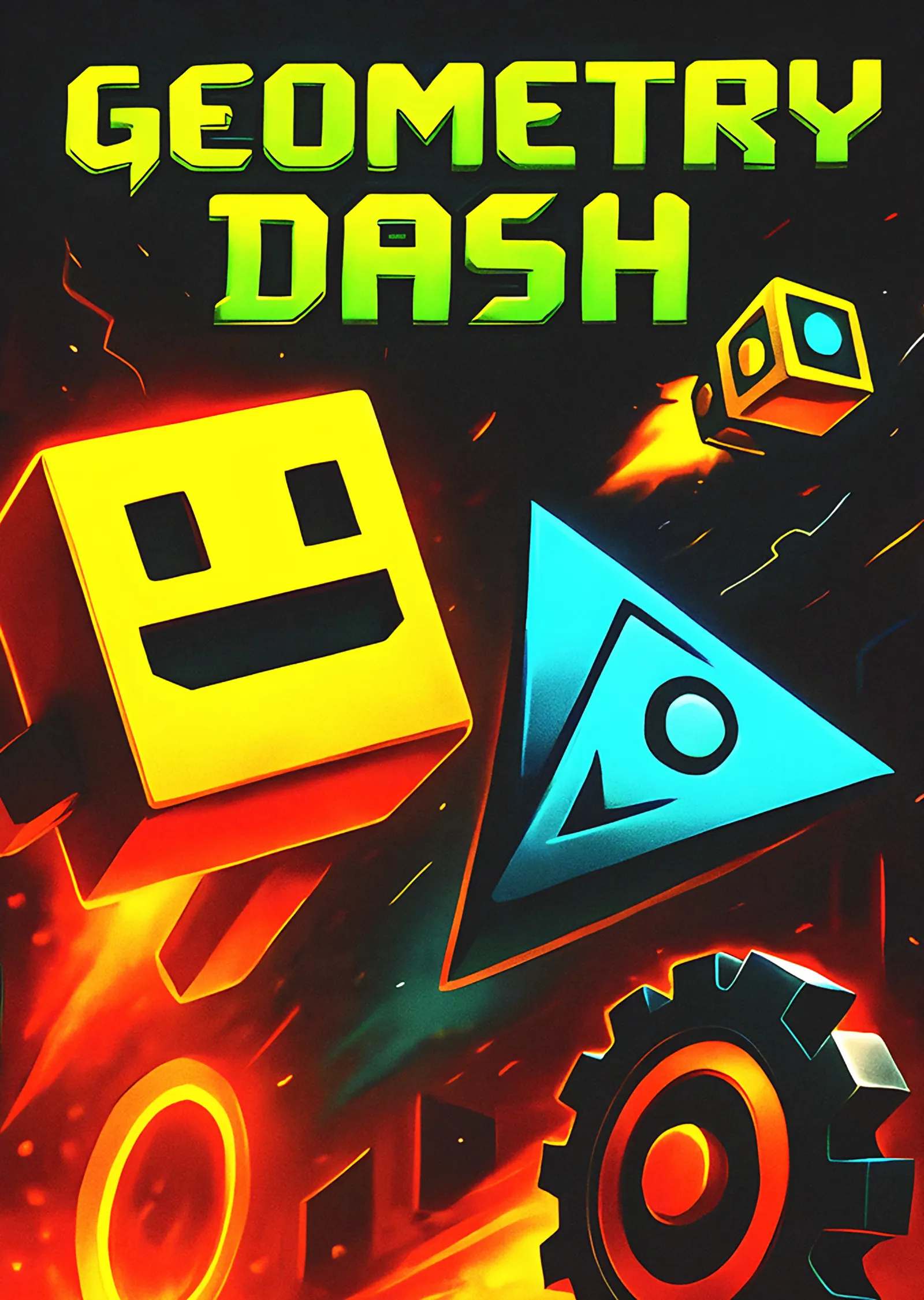 Geometry Dash - Ateşli Küp metal tablo