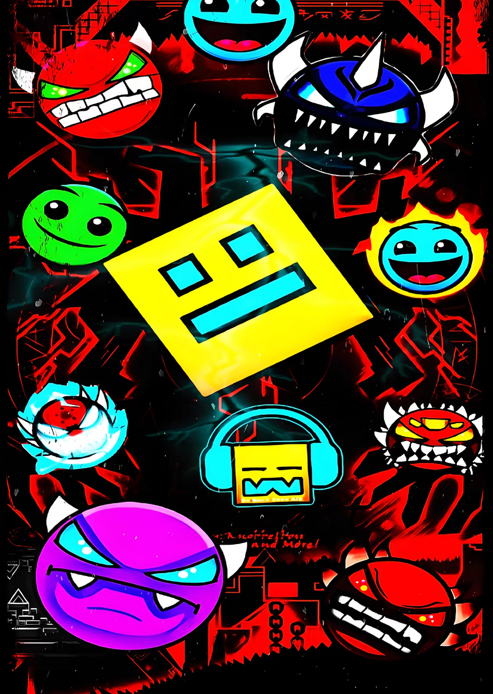 Geometry Dash - Kızıl Kolaj metal tablo
