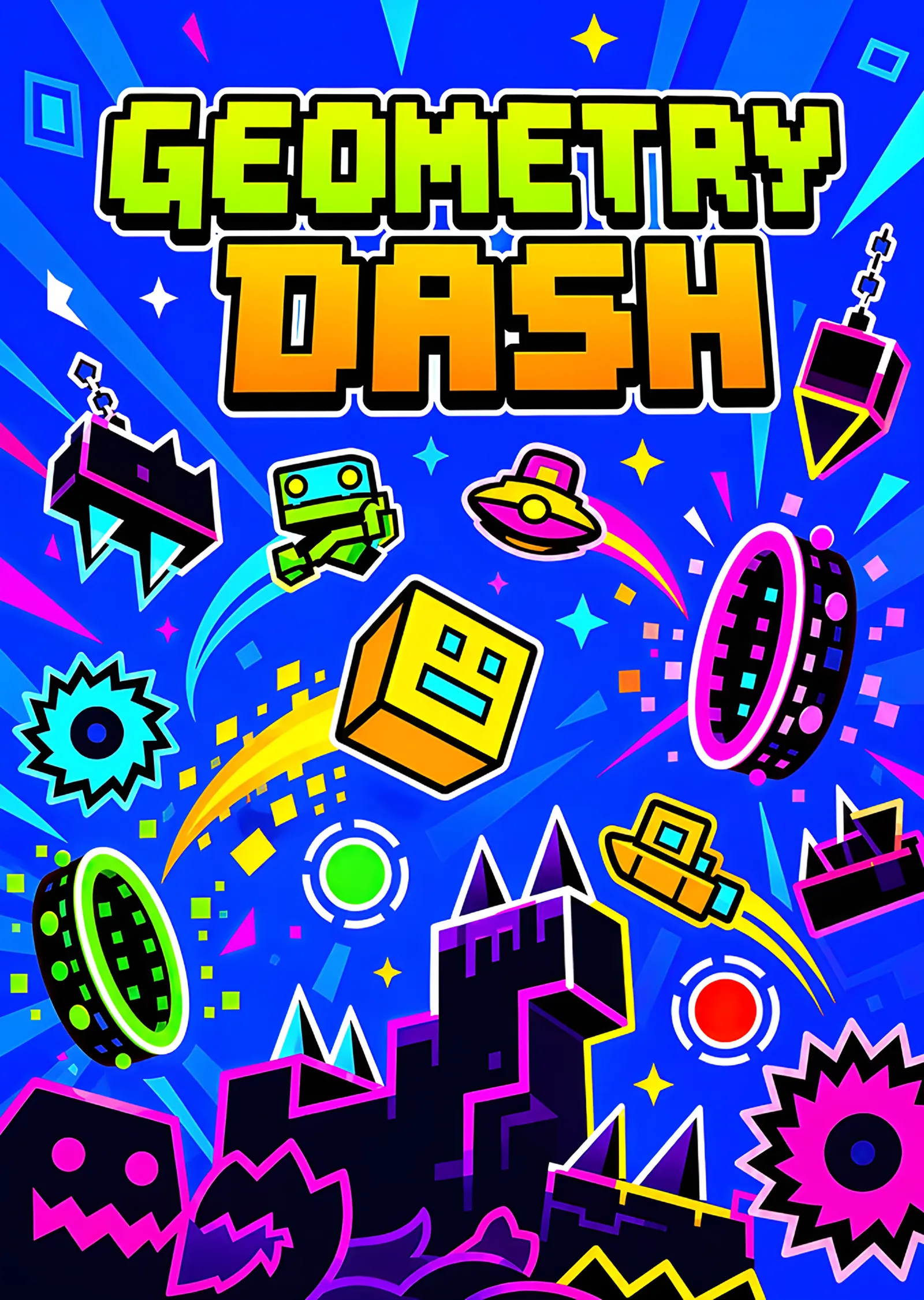 Geometry Dash - Neon Patlama metal tablo