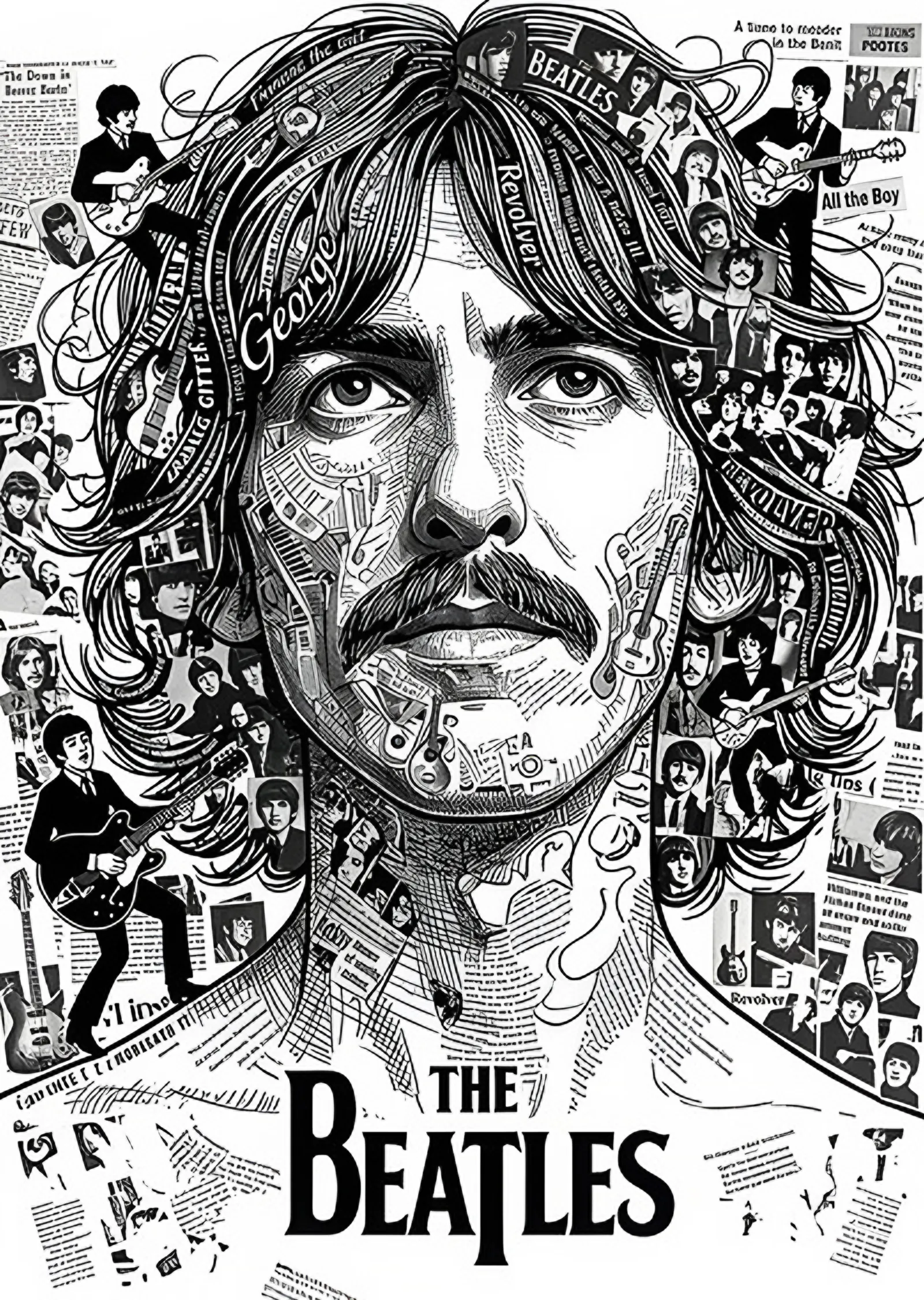 George Harrison - Mürekkep Kolaj Portre metal tablo