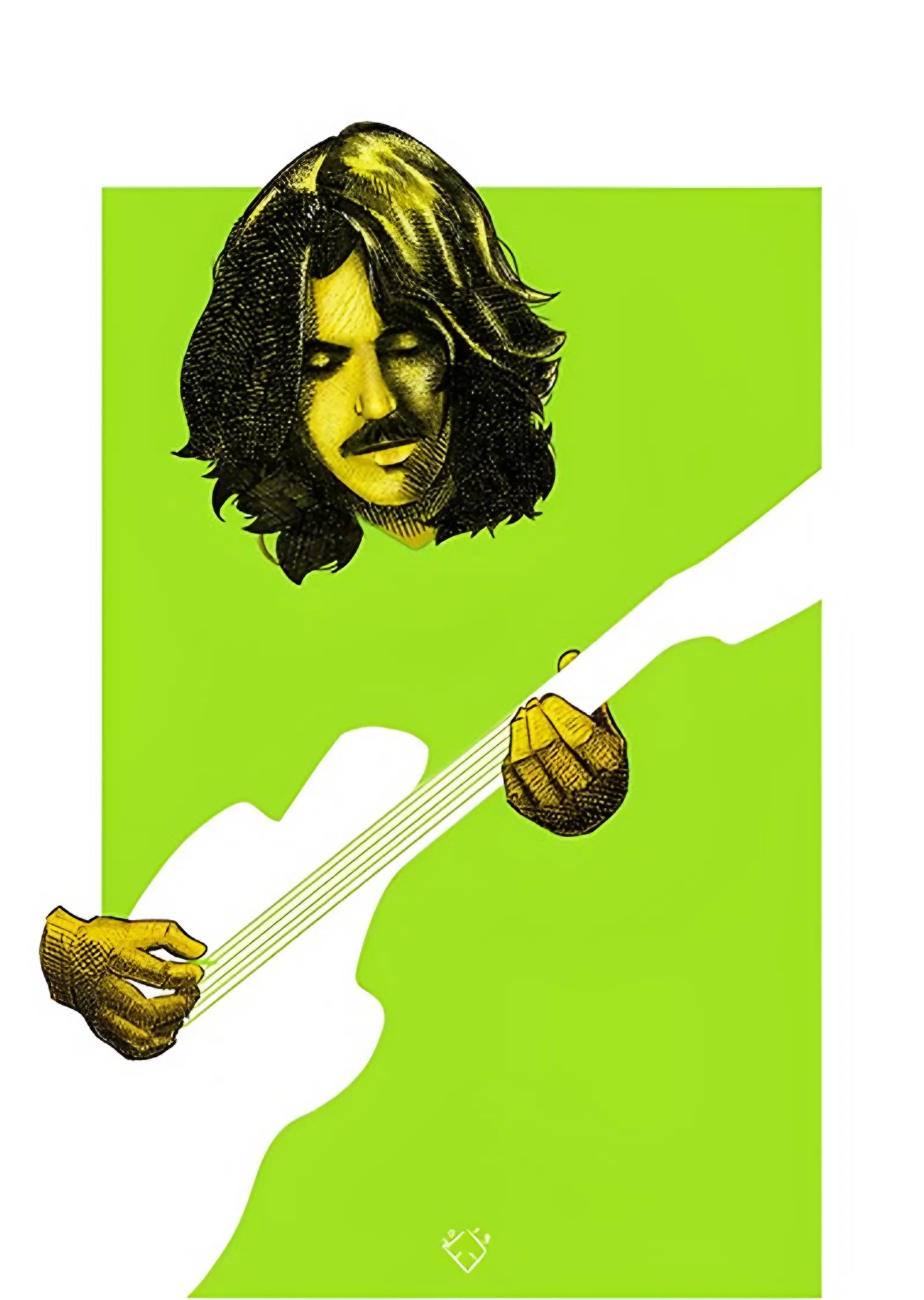 George Harrison - Neon Yeşil Grafik metal tablo