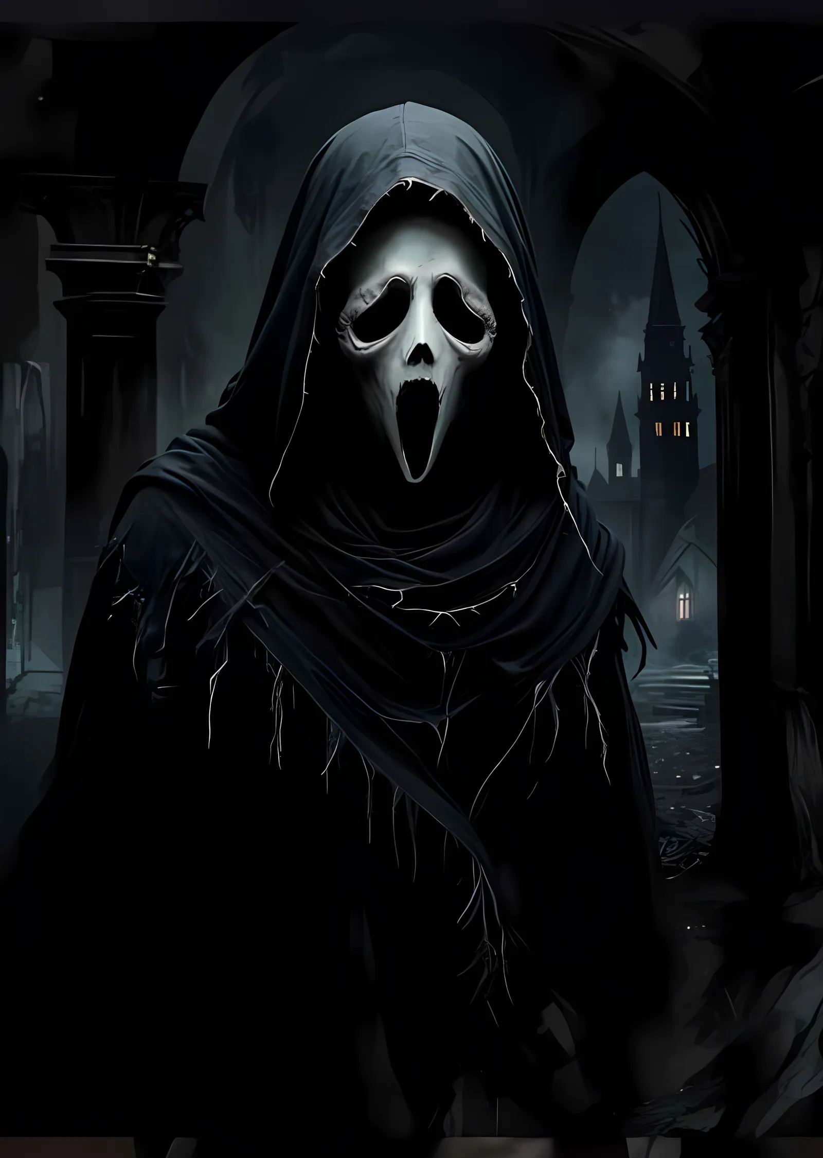 Ghostface - Scream'in Gotik Gece Silüeti metal tablo