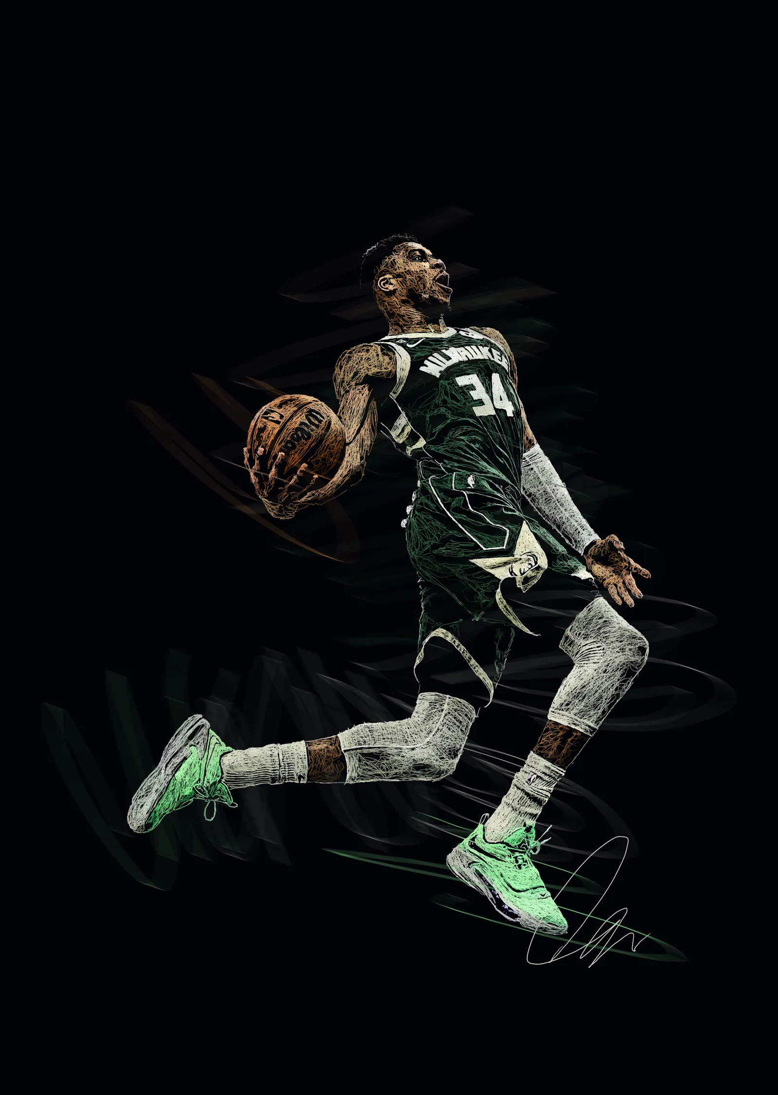 Giannis Antetokounmpo: Karalama Smaç metal tablo