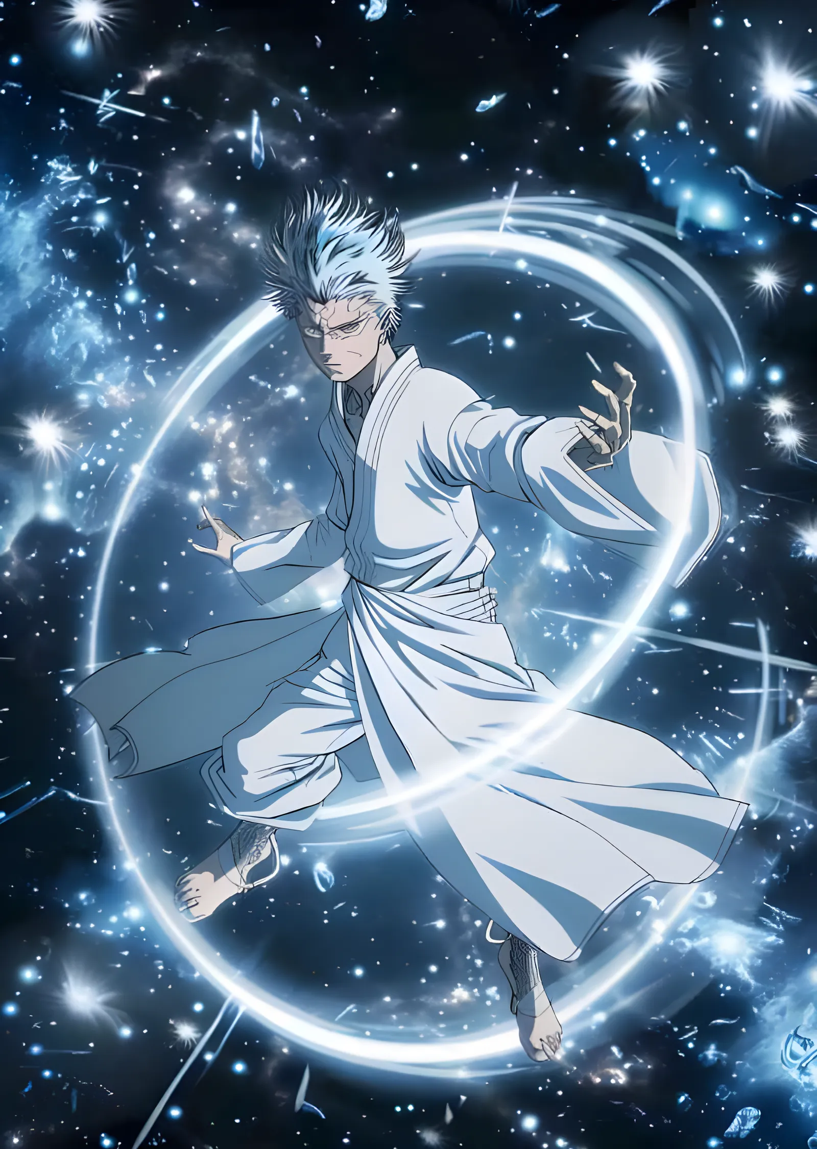 Jujutsu Kaisen - Beyaz Kimono ve Işık Halkası metal tablo
