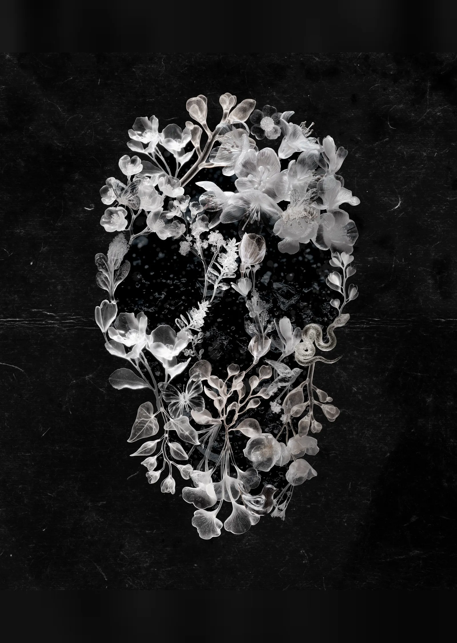 Glass Skull metal tablo