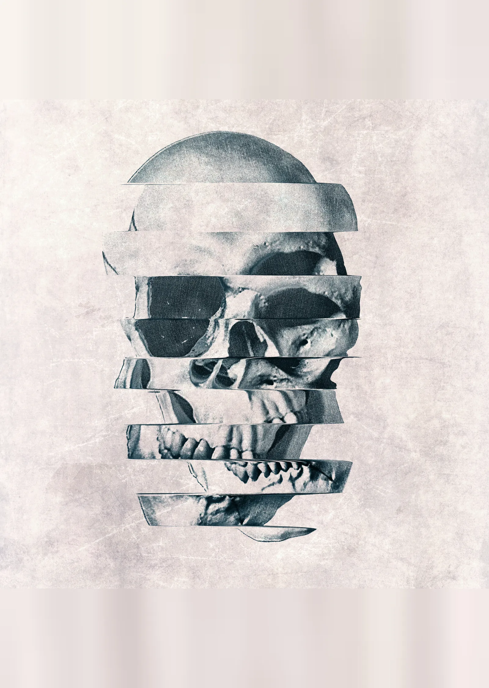 Glitch Skull Mono metal tablo