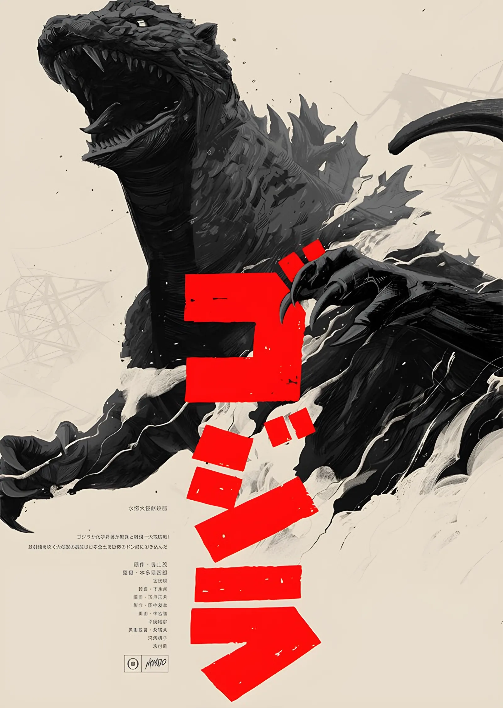 Godzilla - Katakana metal tablo
