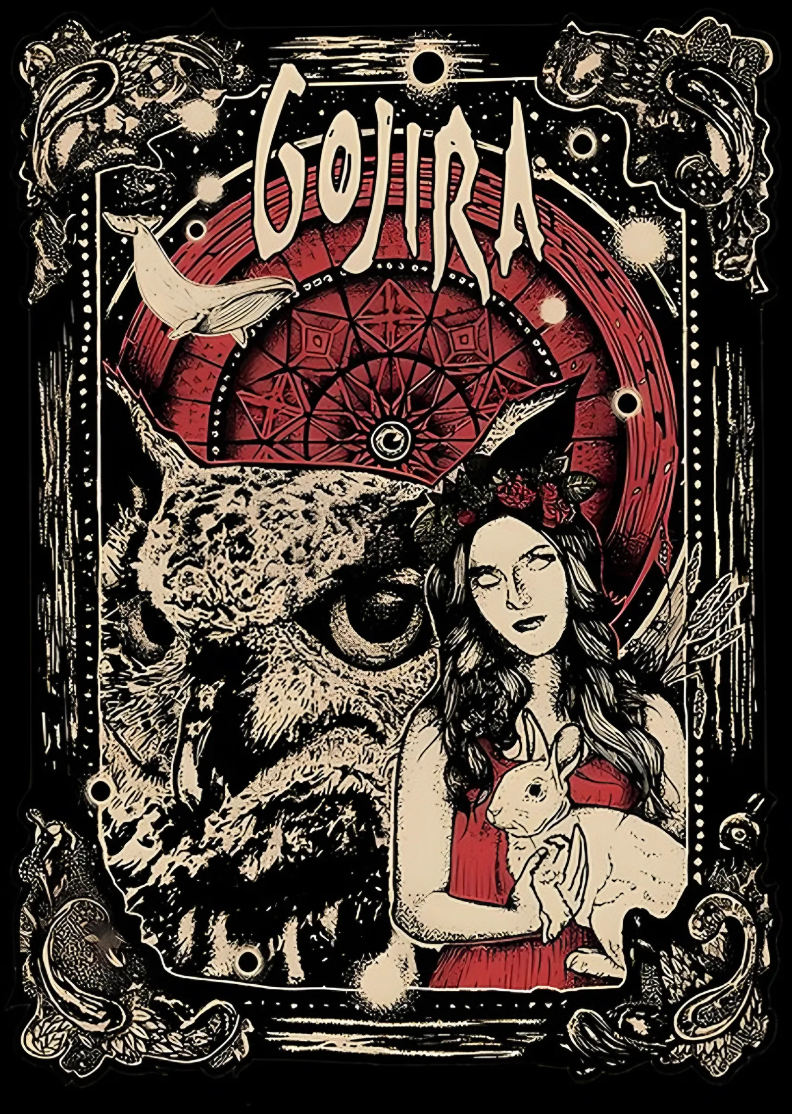 Gojira - Baykuş ve Tavşan metal tablo