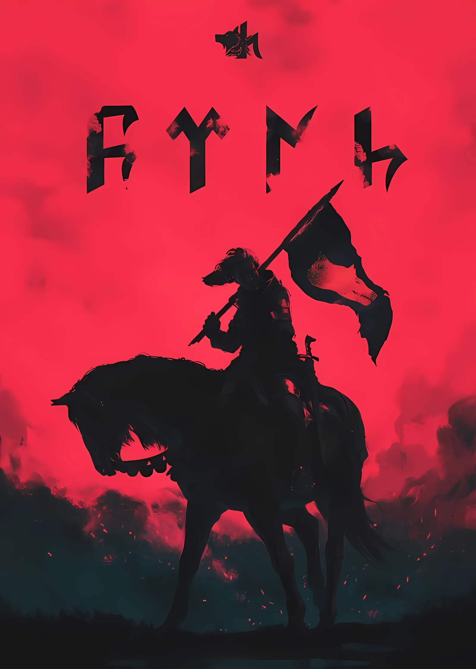 Göktürk Süvarisi - Kızıl Gökyüzü metal tablo