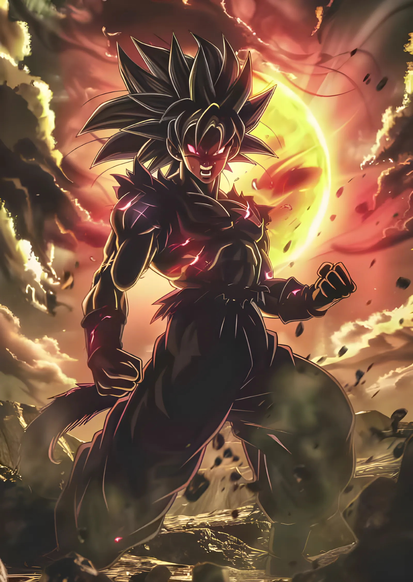 Goku Black - Yeşil Tutulma Önünde Tam Boy metal tablo