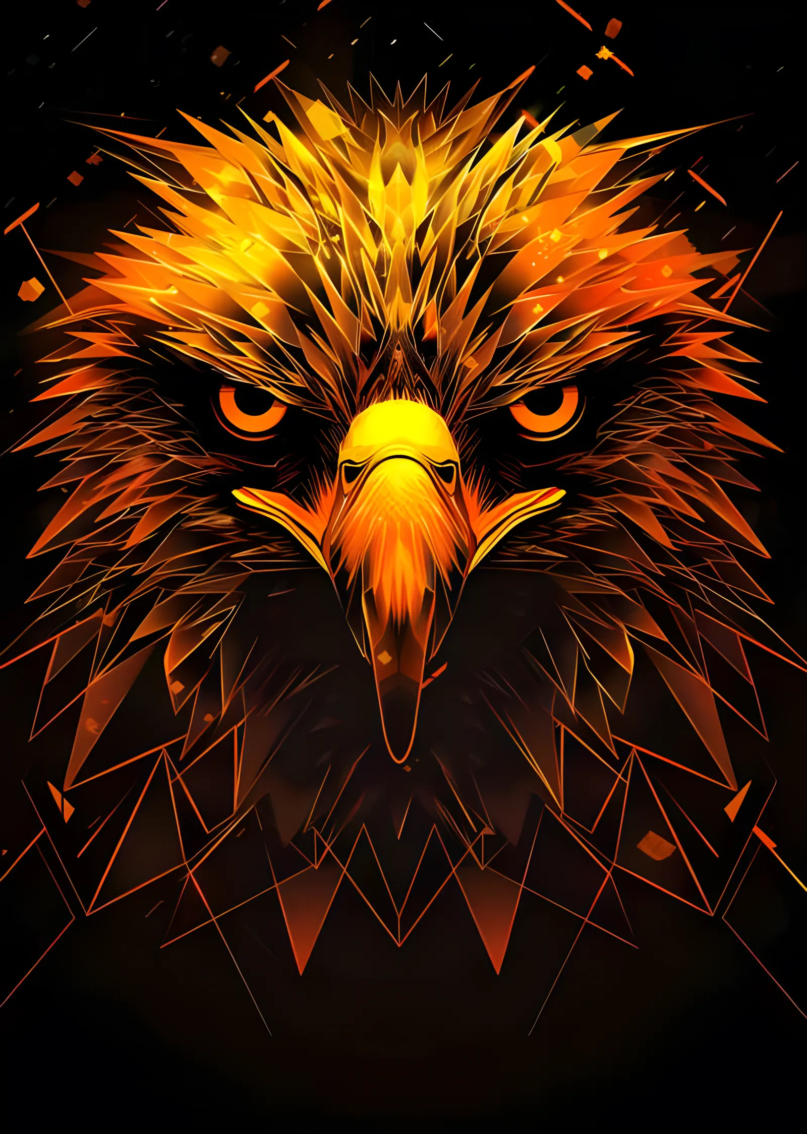 Altın Kartal Başı - Geometrik Ateş Deseni metal tablo