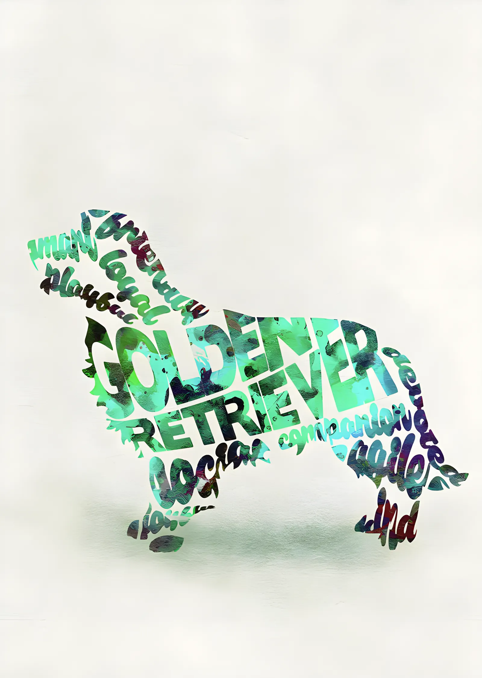 Golden Retriever - Tipografi metal tablo