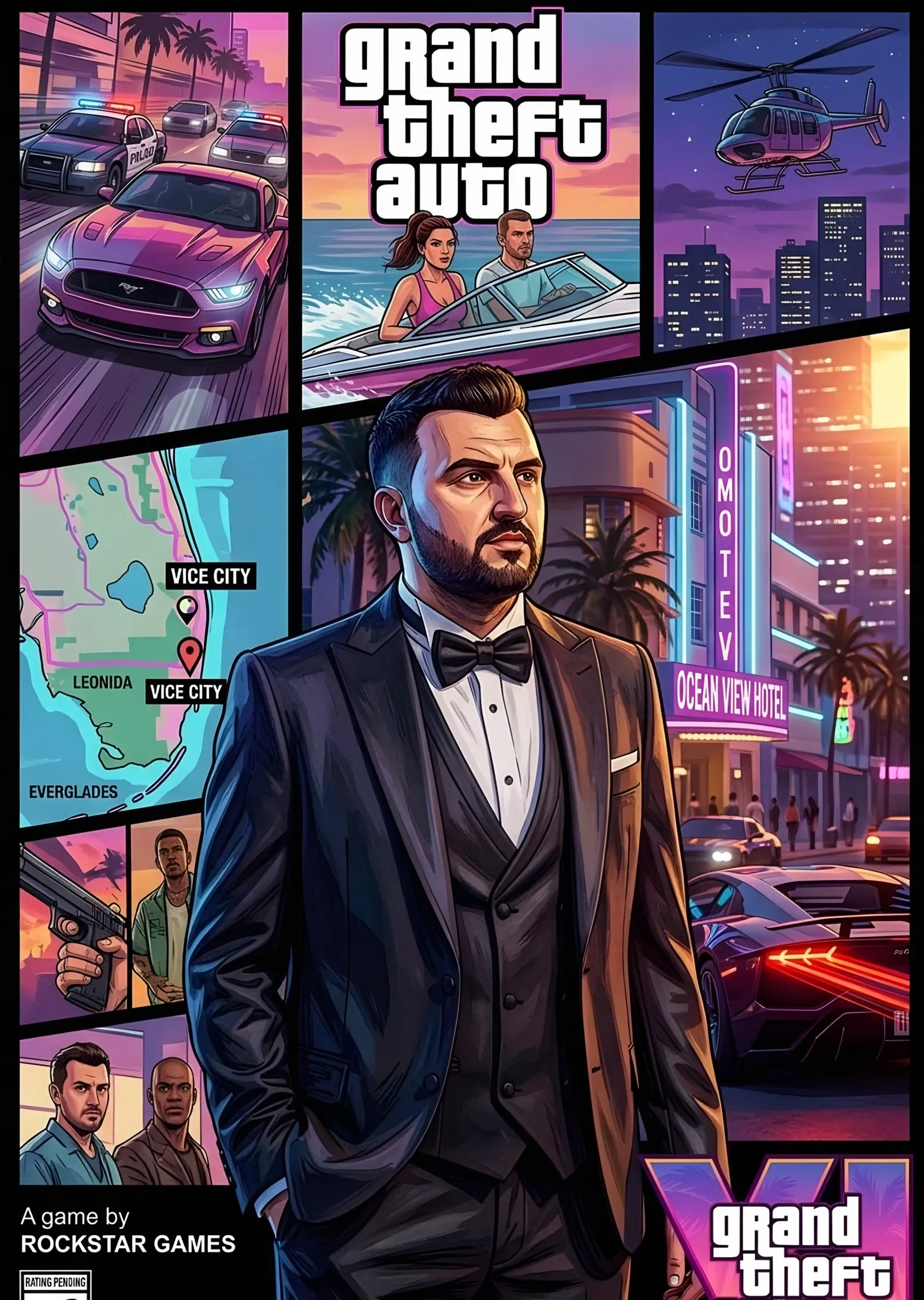 Grand Theft Auto - Kolaj metal tablo