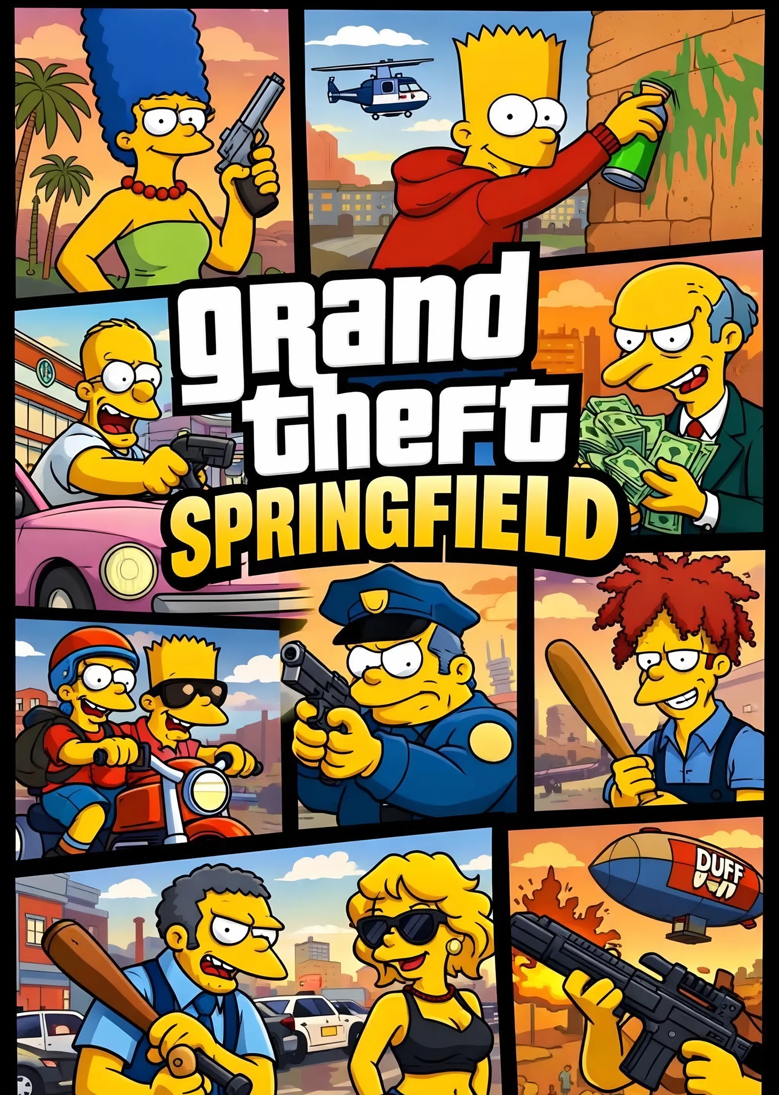 Grand Theft Springfield - The Simpsons metal tablo