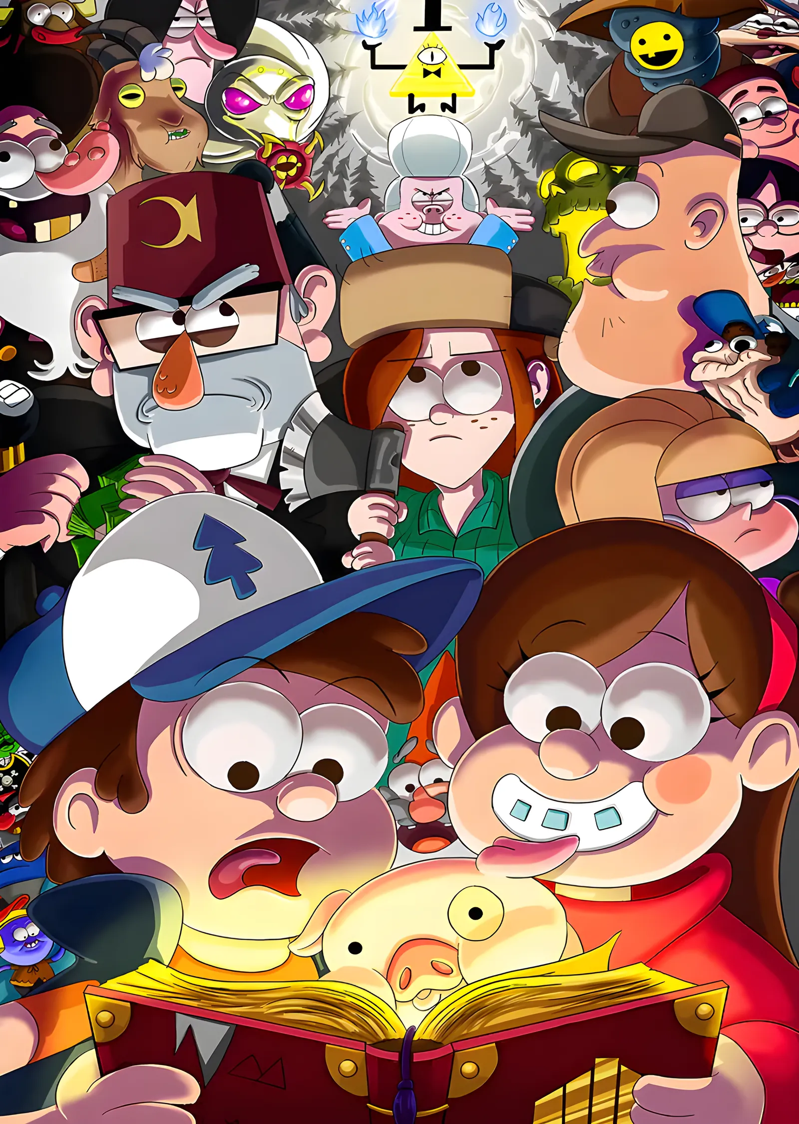 Gravity Falls - Karakter Kalabalığı metal tablo