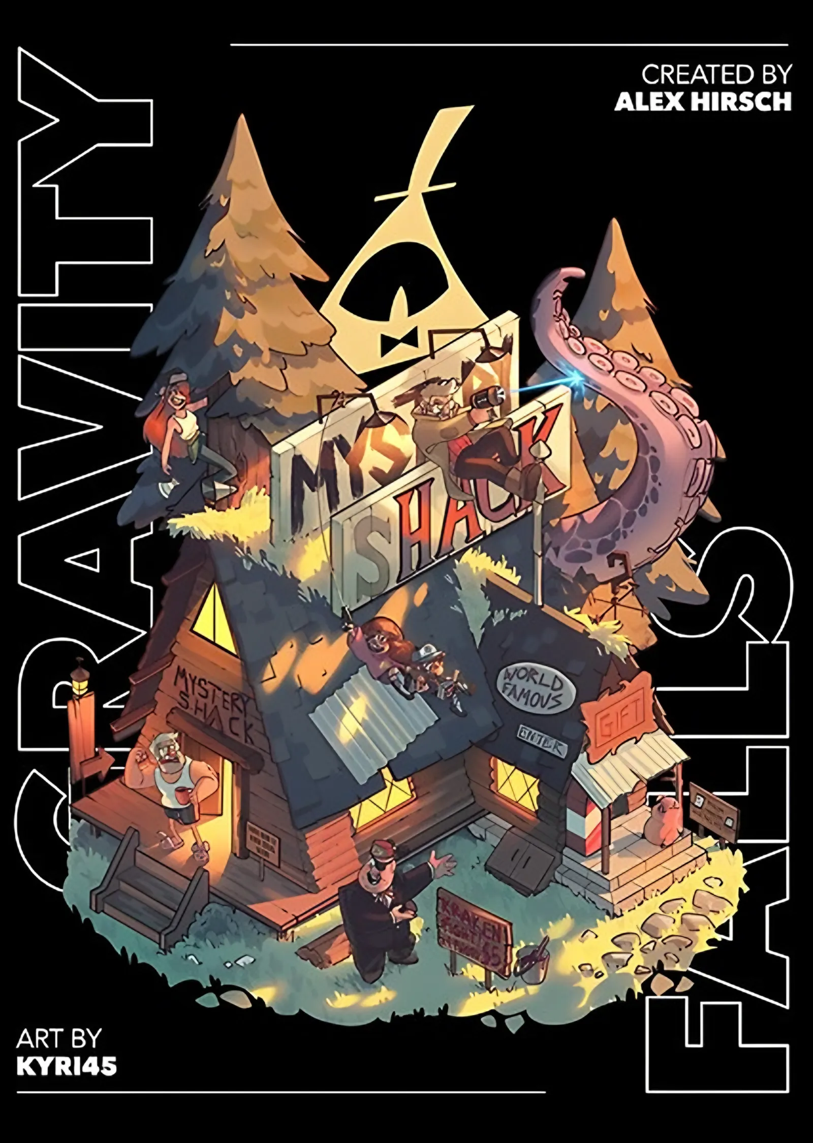 Gravity Falls - Mystery Shack Siyah metal tablo