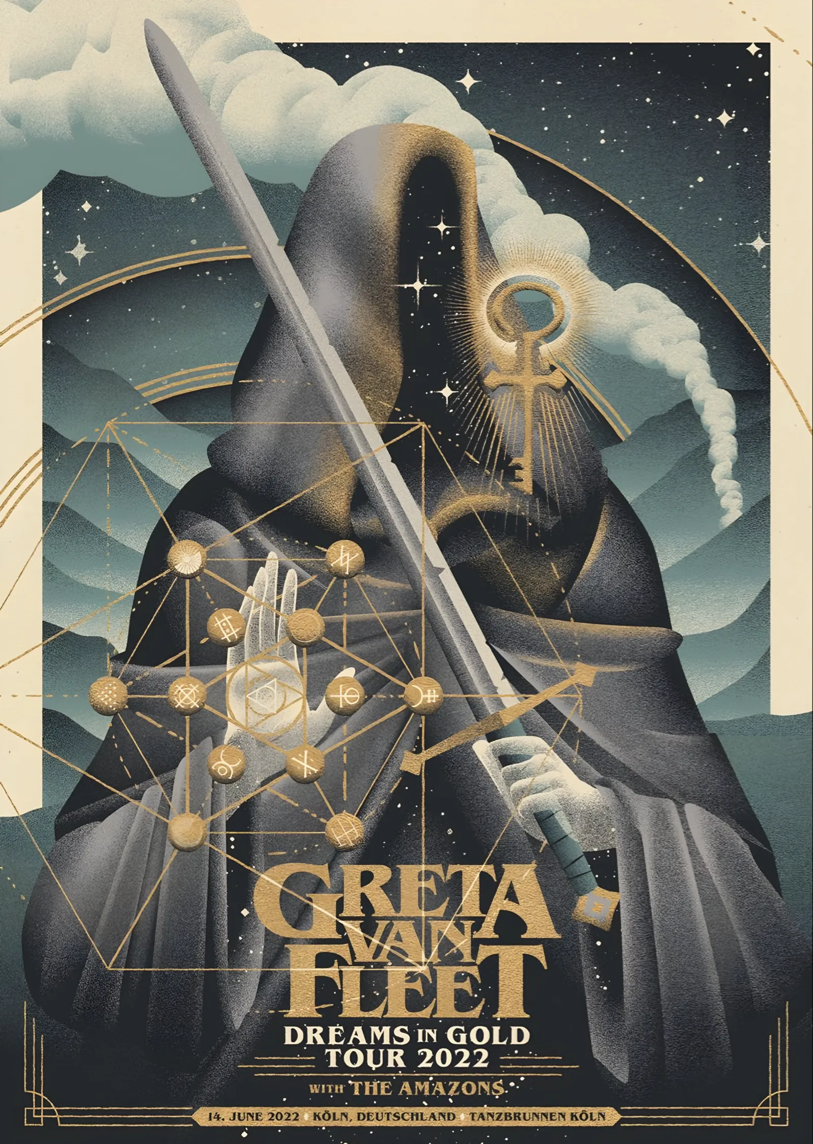 Greta Van Fleet - Dreams in Gold Tour 2022 metal tablo