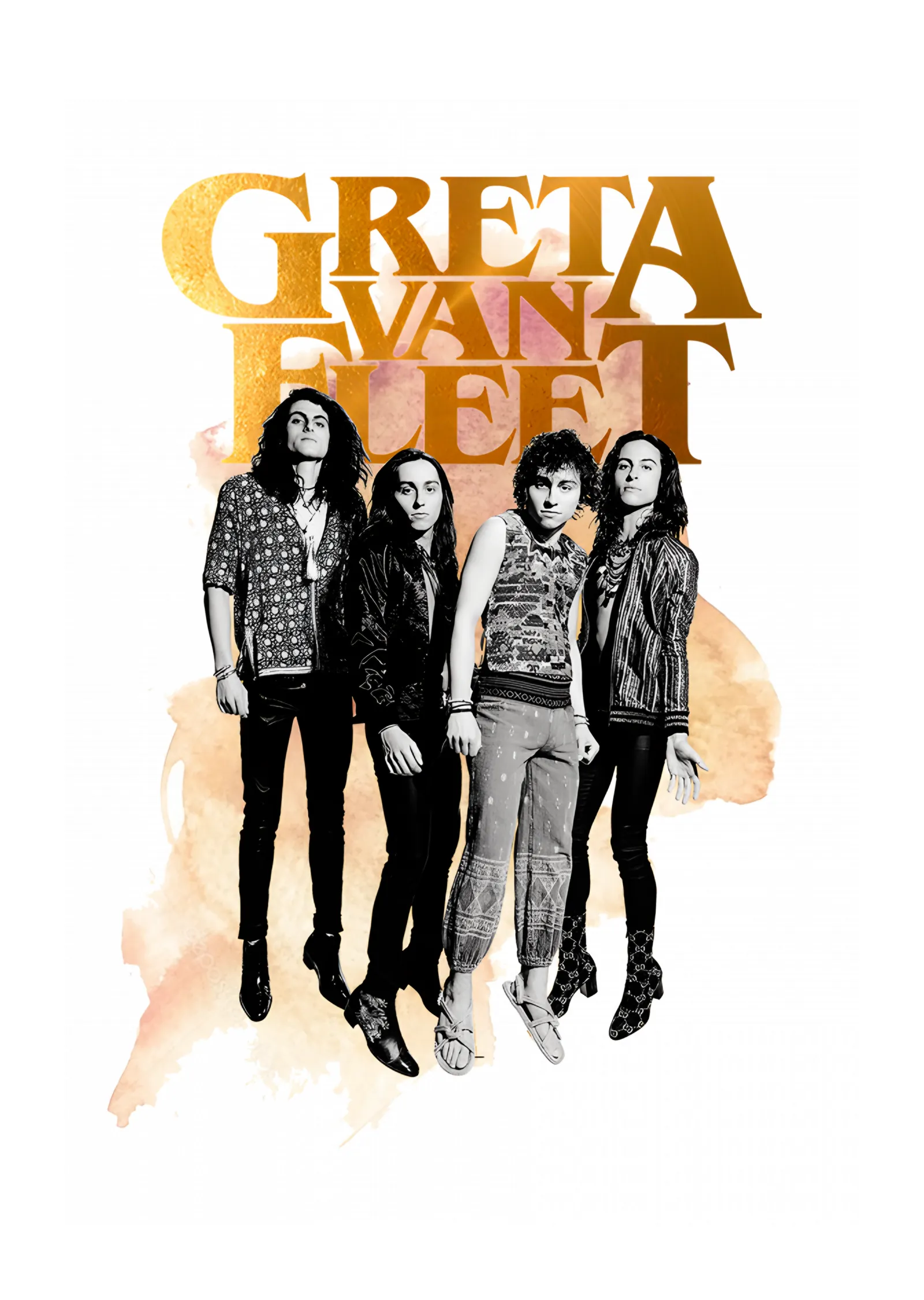 Greta Van Fleet - Suluboya Grup metal tablo