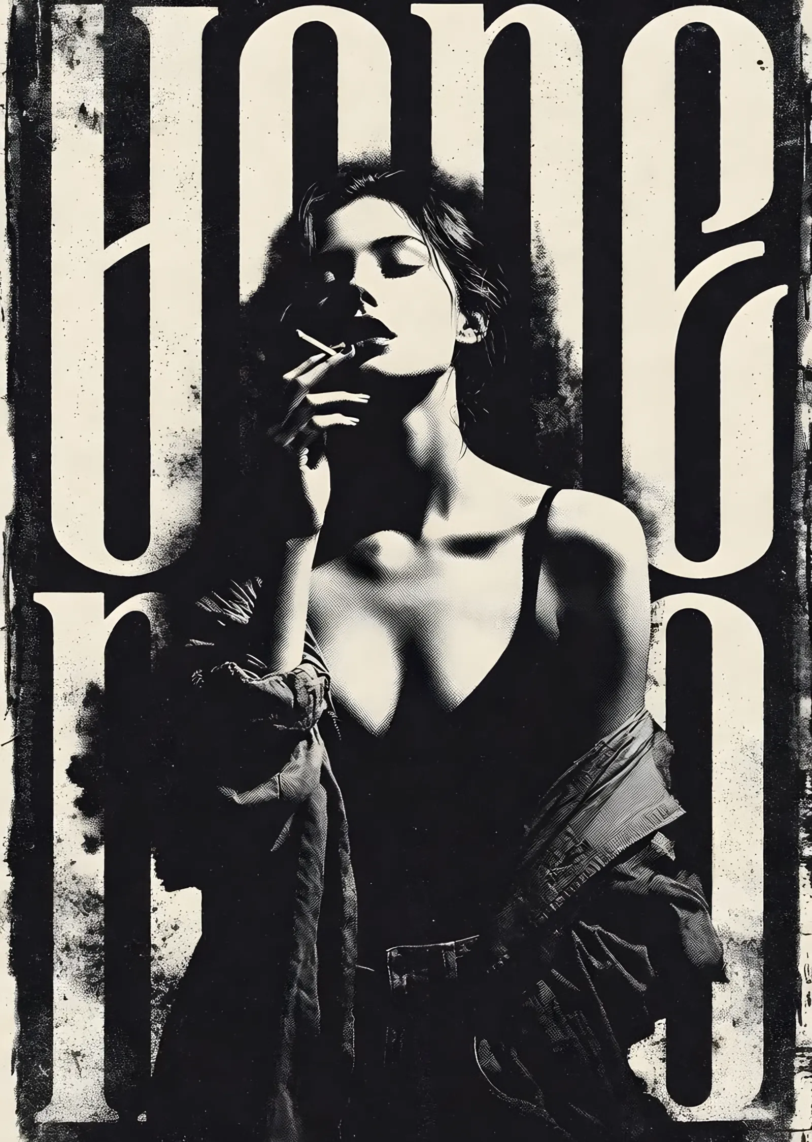 Grunge Tipografi: Dev Harfler ve Gölge metal tablo