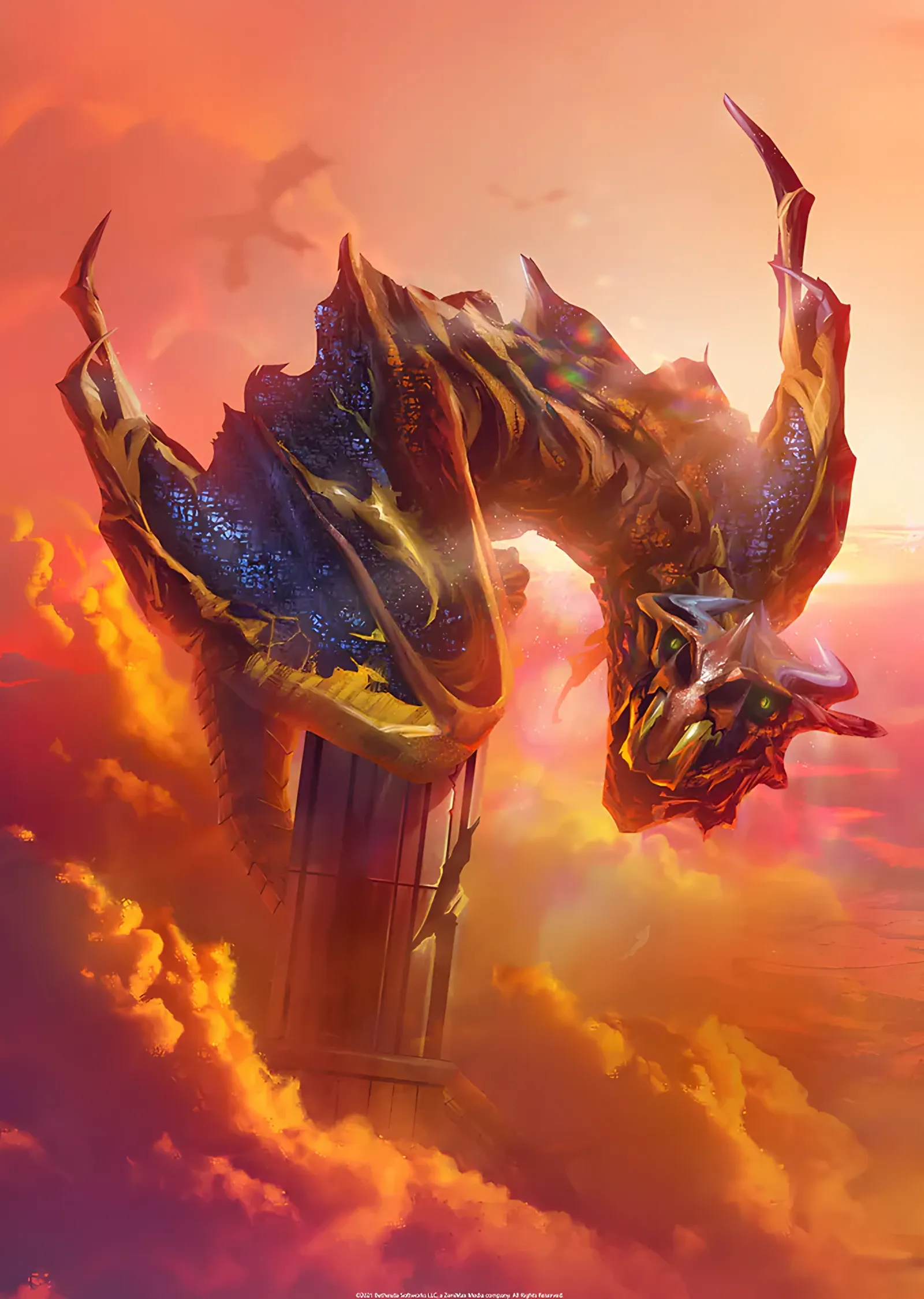 Gün Batımında Elder Dragon metal tablo