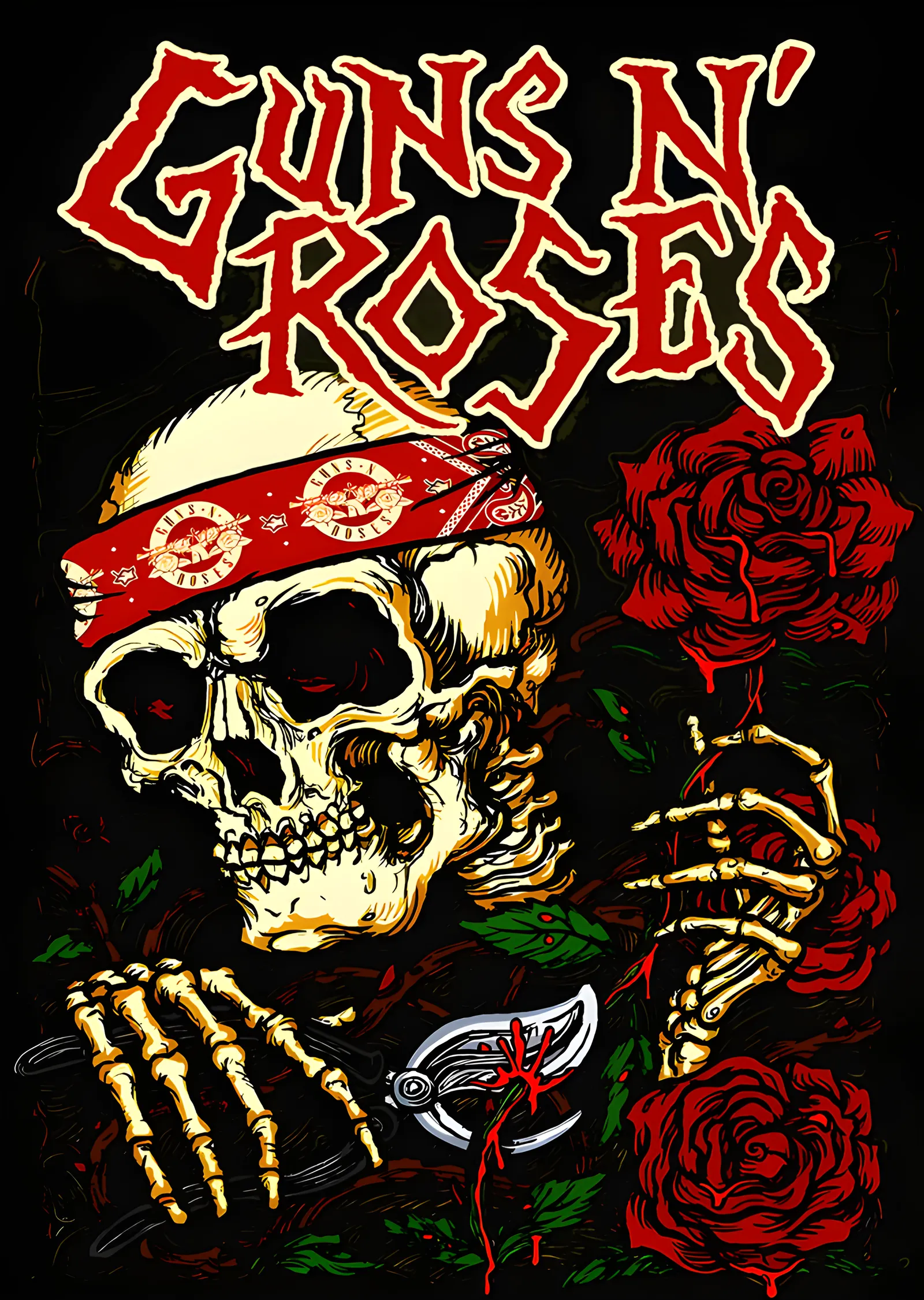 Guns N' Roses - Kurukafa ve Güller metal tablo