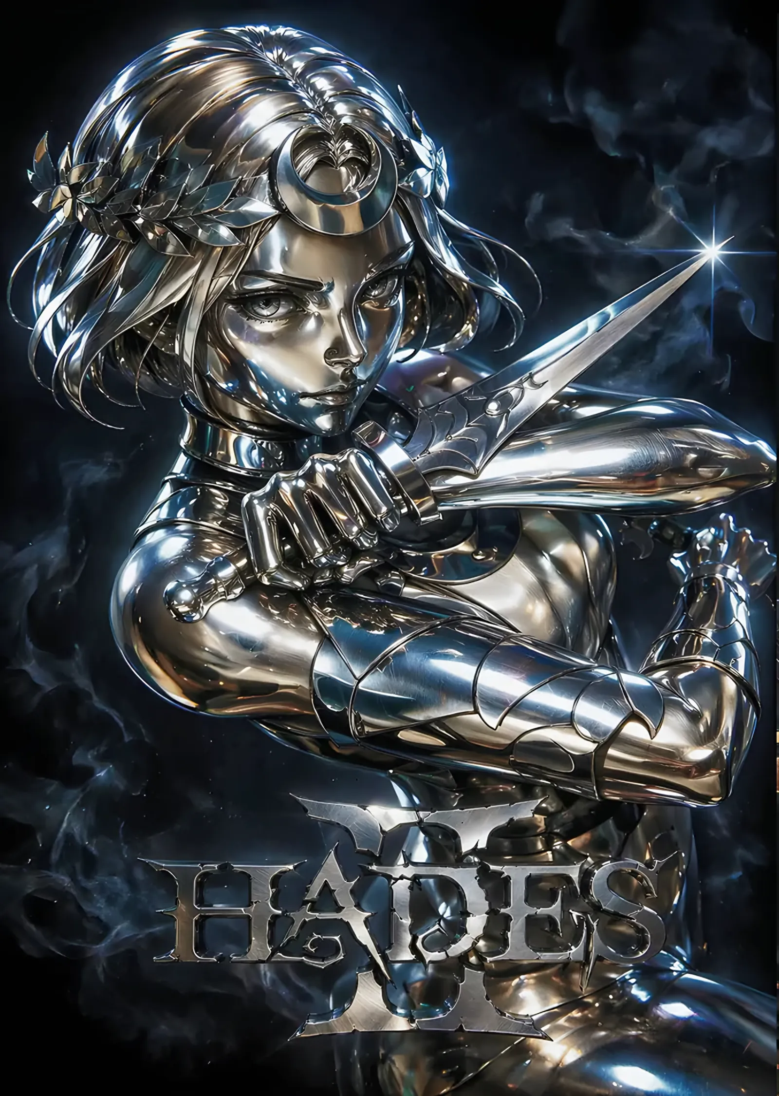 Hades II Gümüş Zırh metal tablo