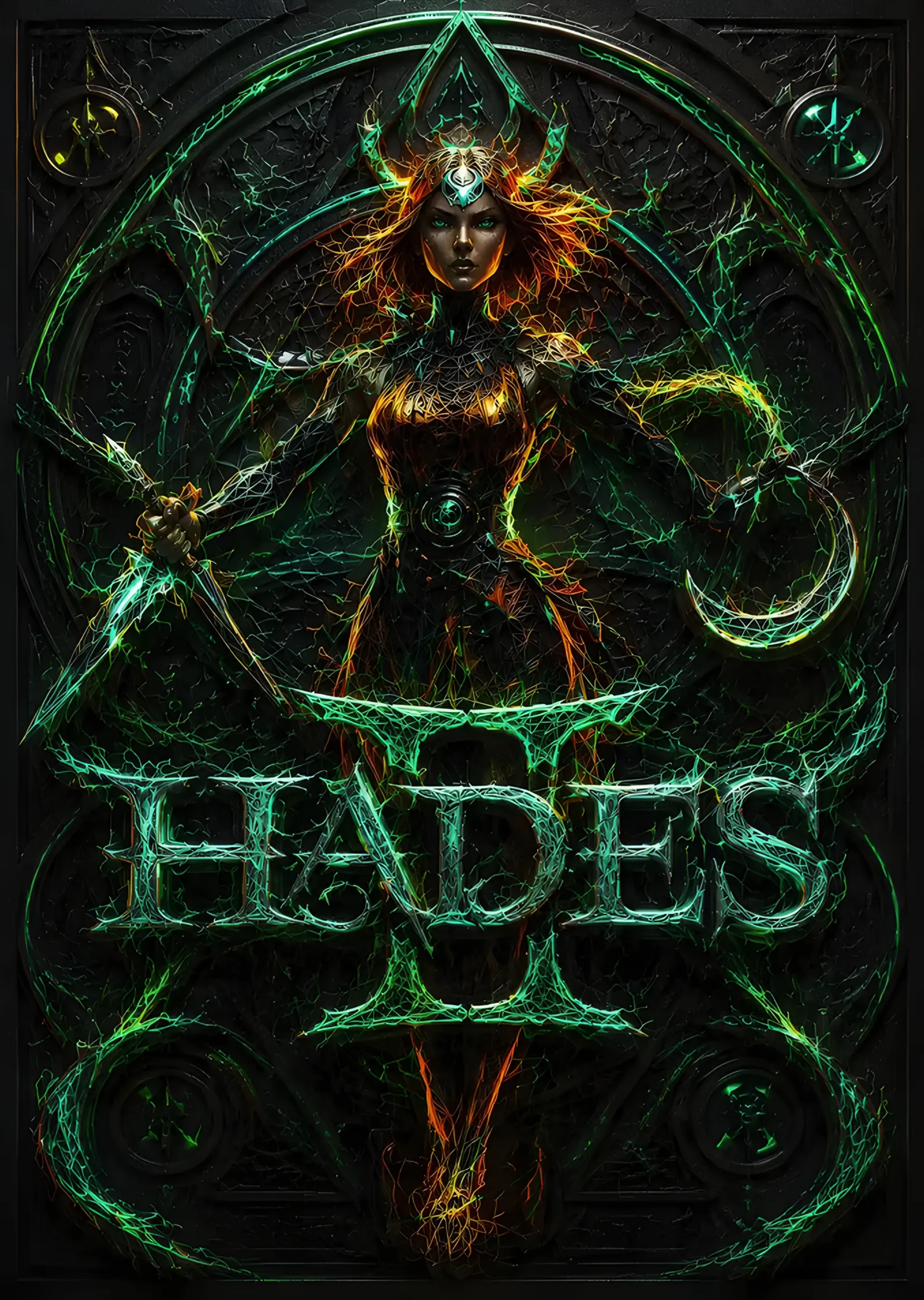 Hades II Yeşil Büyü metal tablo