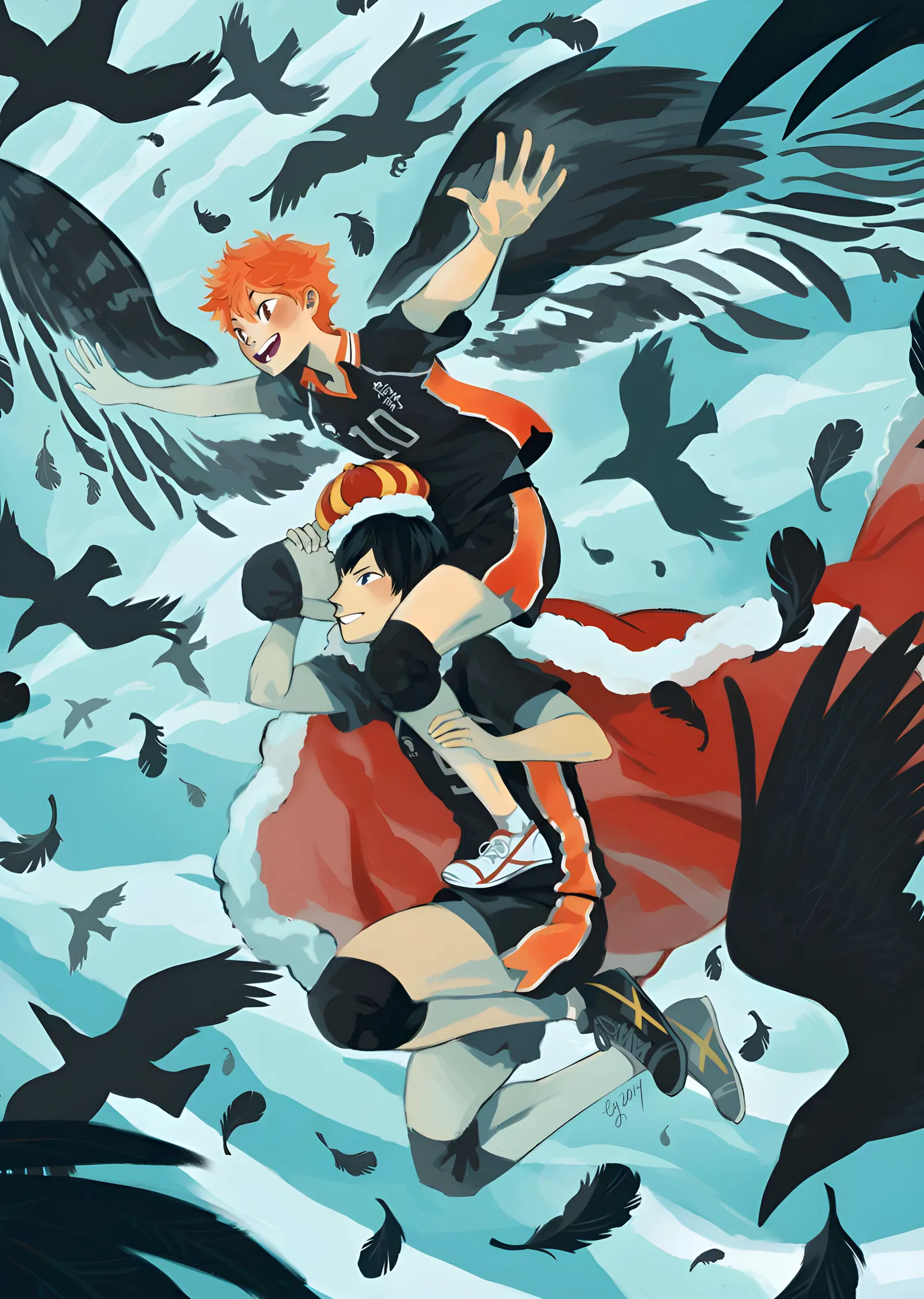 Haikyu!! Hinata ve Kageyama Karga Sürüsü metal tablo