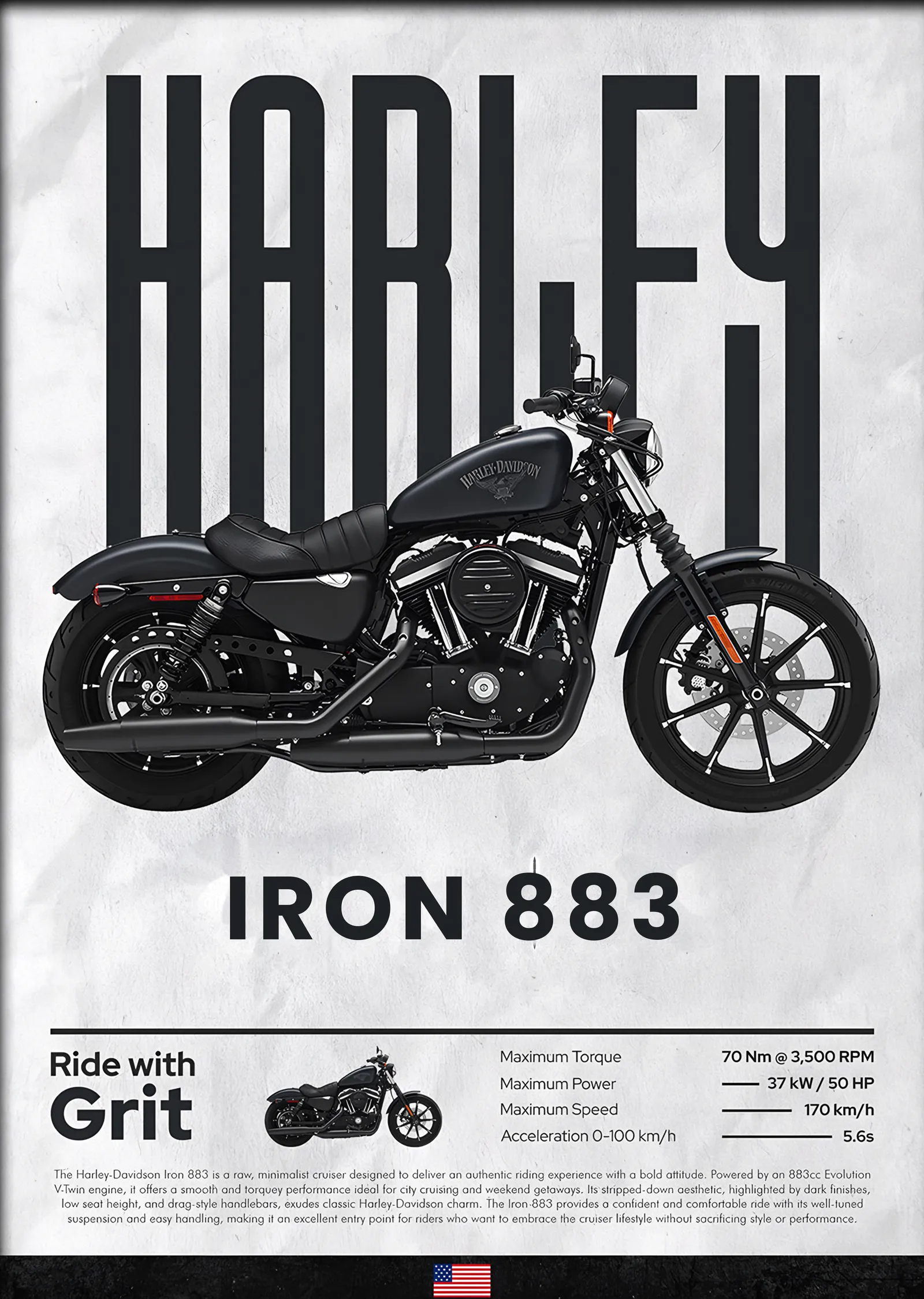Harley-Davidson Iron 883 metal tablo