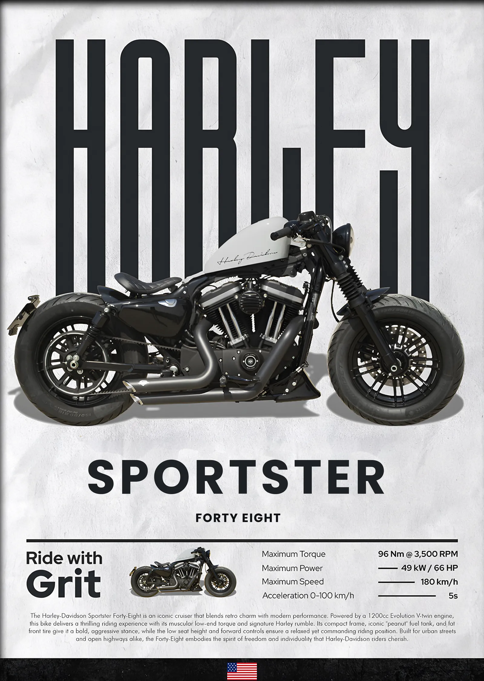 Harley-Davidson Sportster Forty-Eight metal tablo