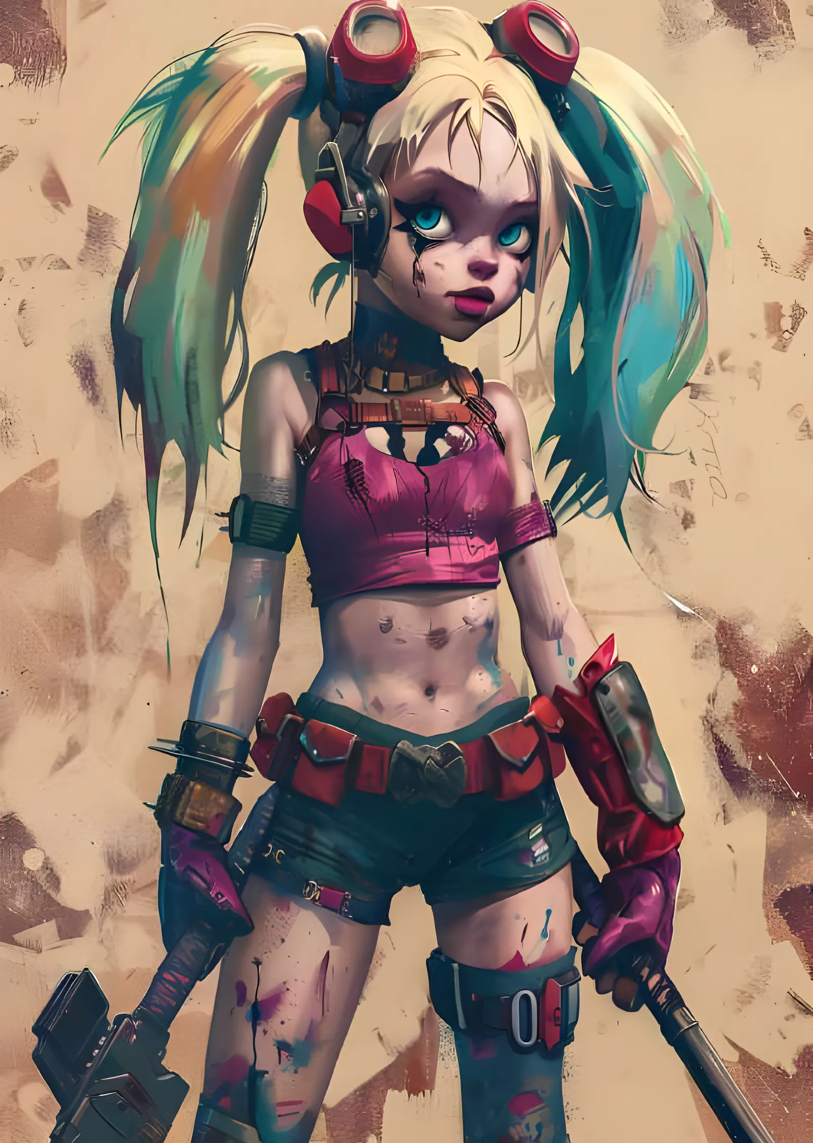 Harley Quinn - Grafiti Tarzı Fan Sanatı metal tablo