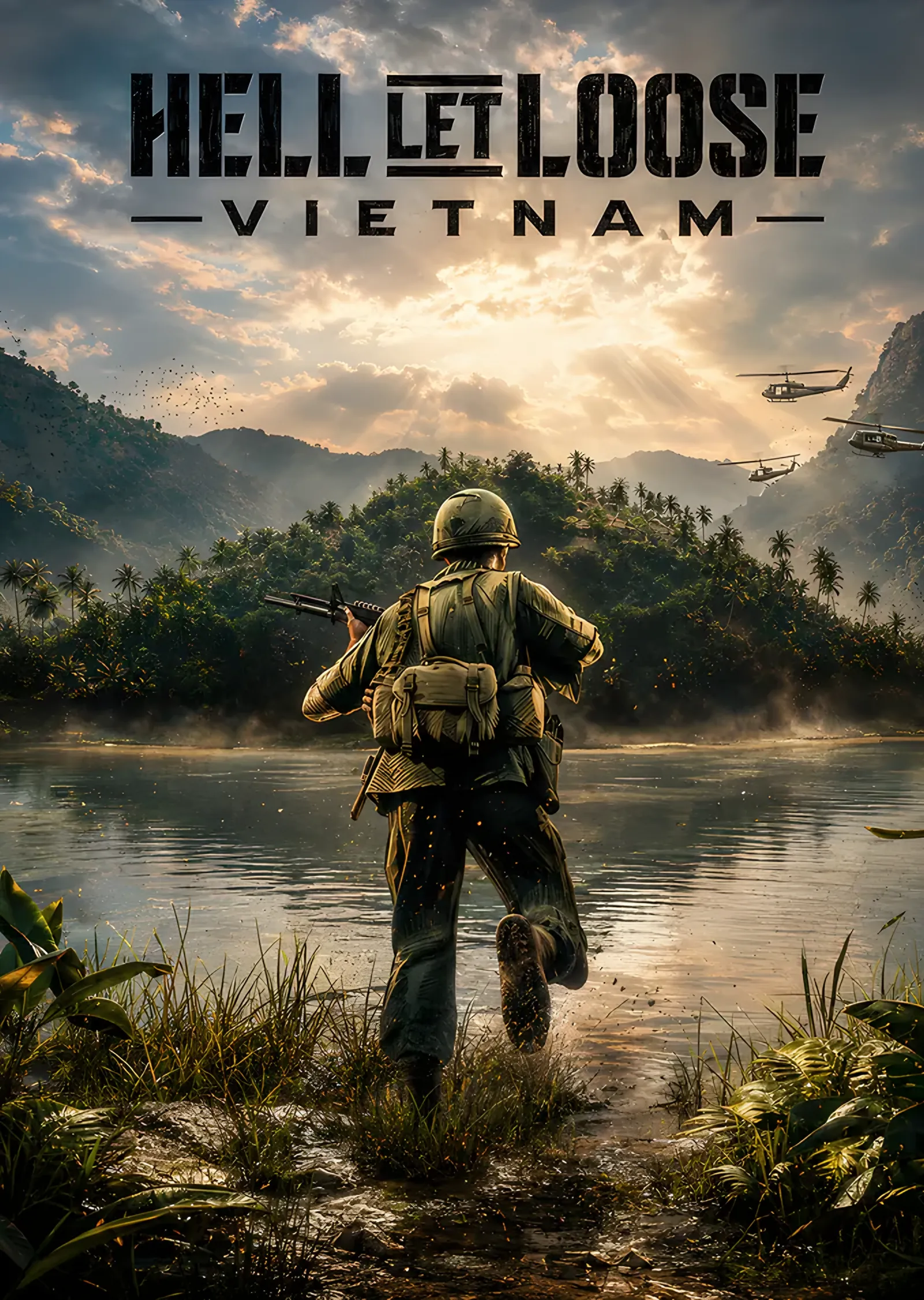 Hell Let Loose Vietnam: Nehirde Yürüyen Asker metal tablo