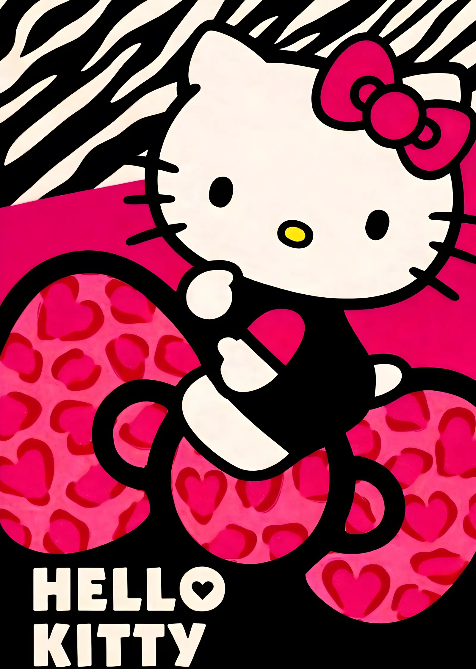 Hello Kitty - Pembe Kalpler metal tablo