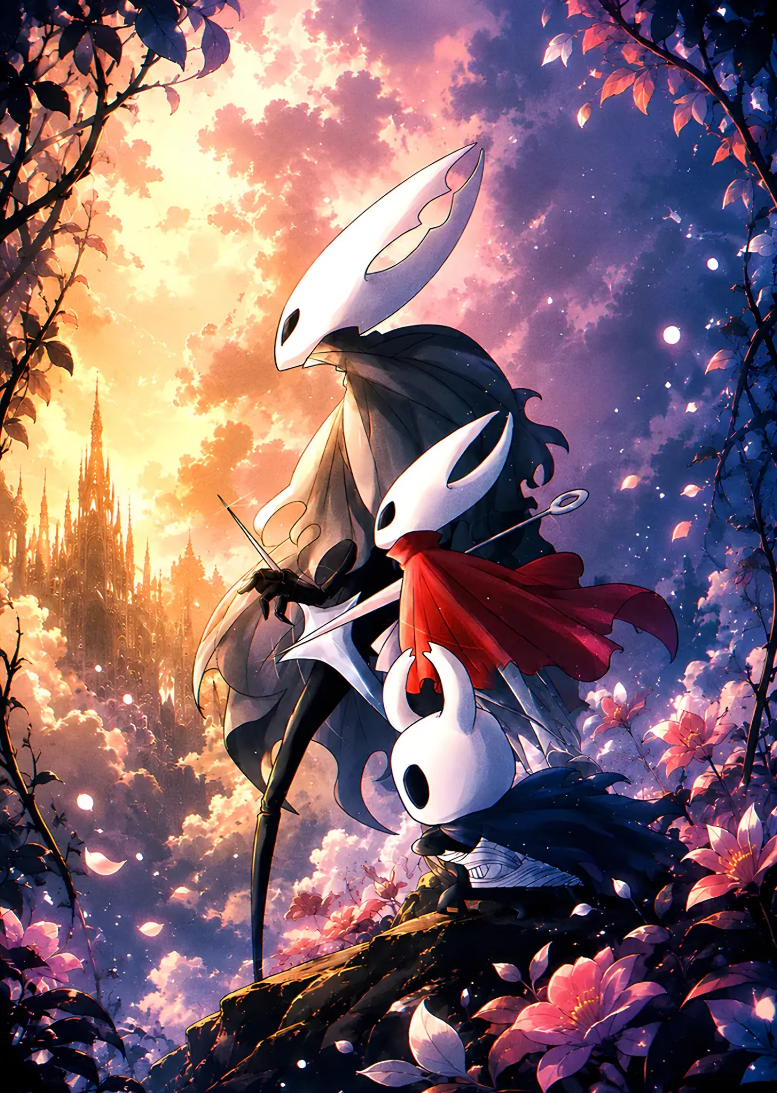 Hollow Knight: Kiraz Çiçekli Dalda Şövalyeler metal tablo